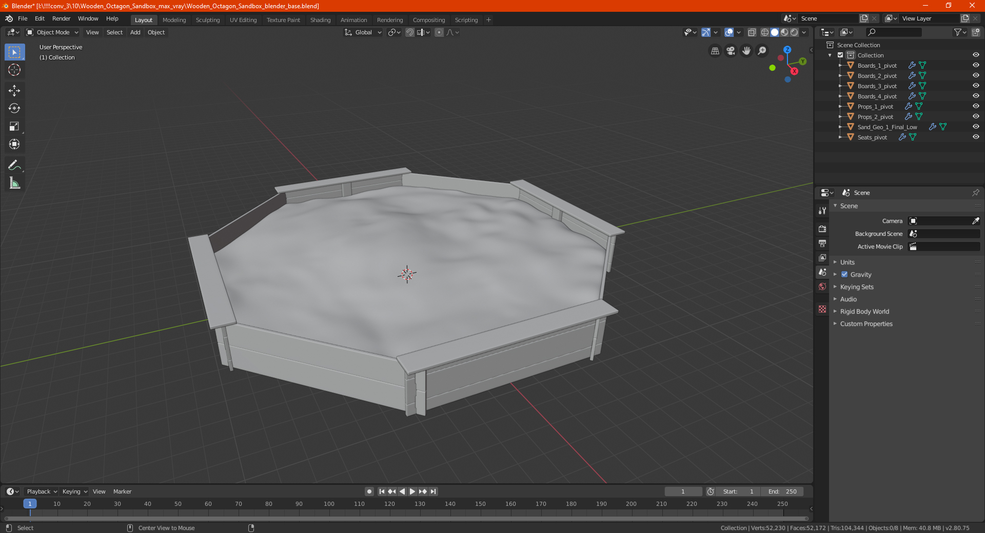 Wooden Octagon Sandbox 3D