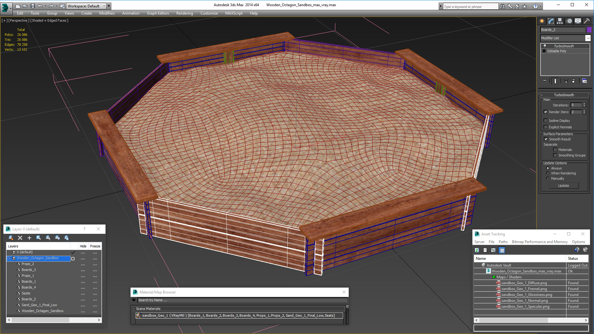 Wooden Octagon Sandbox 3D
