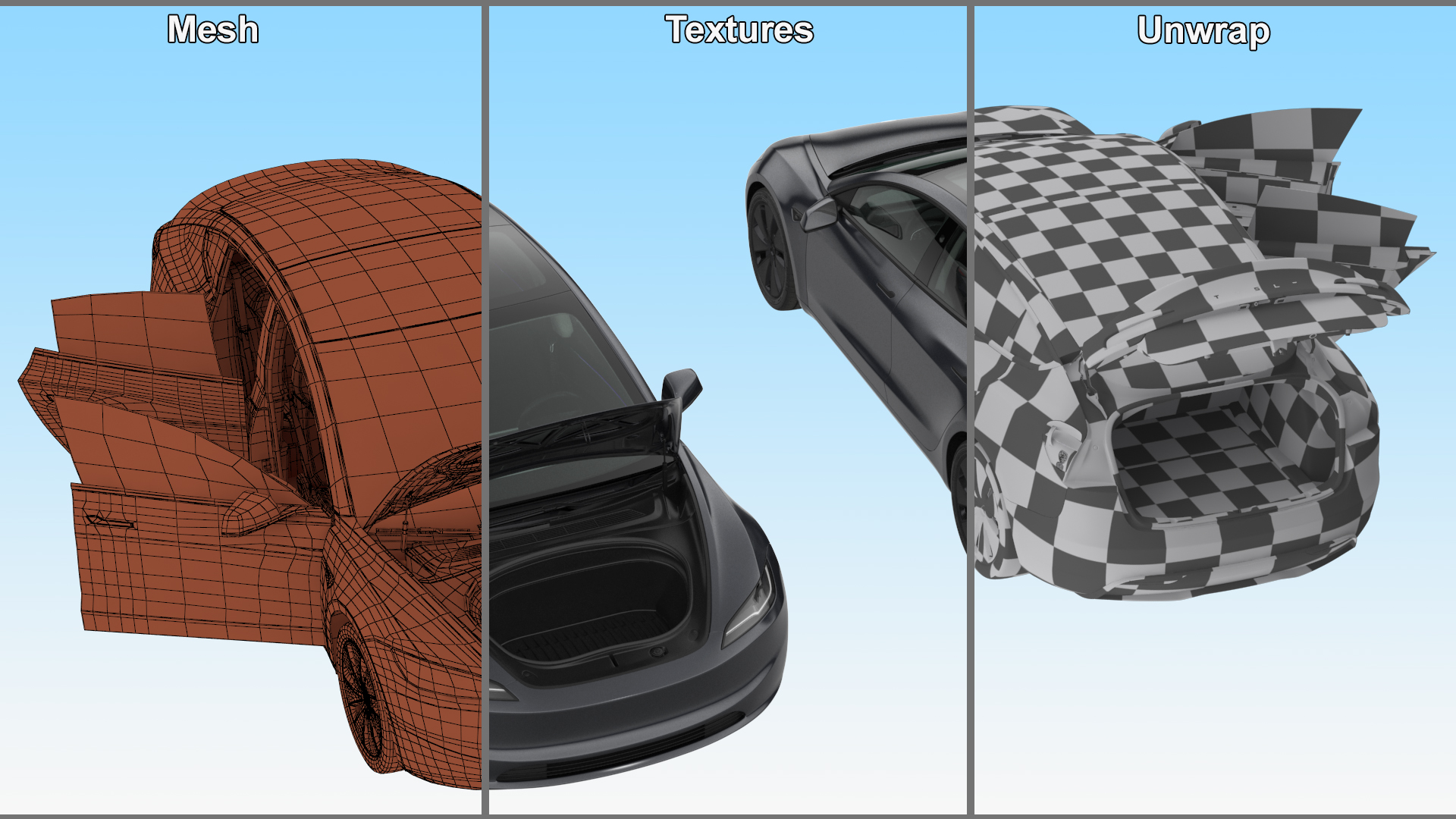 3D Tesla Model 3 2024 Stealth Grey