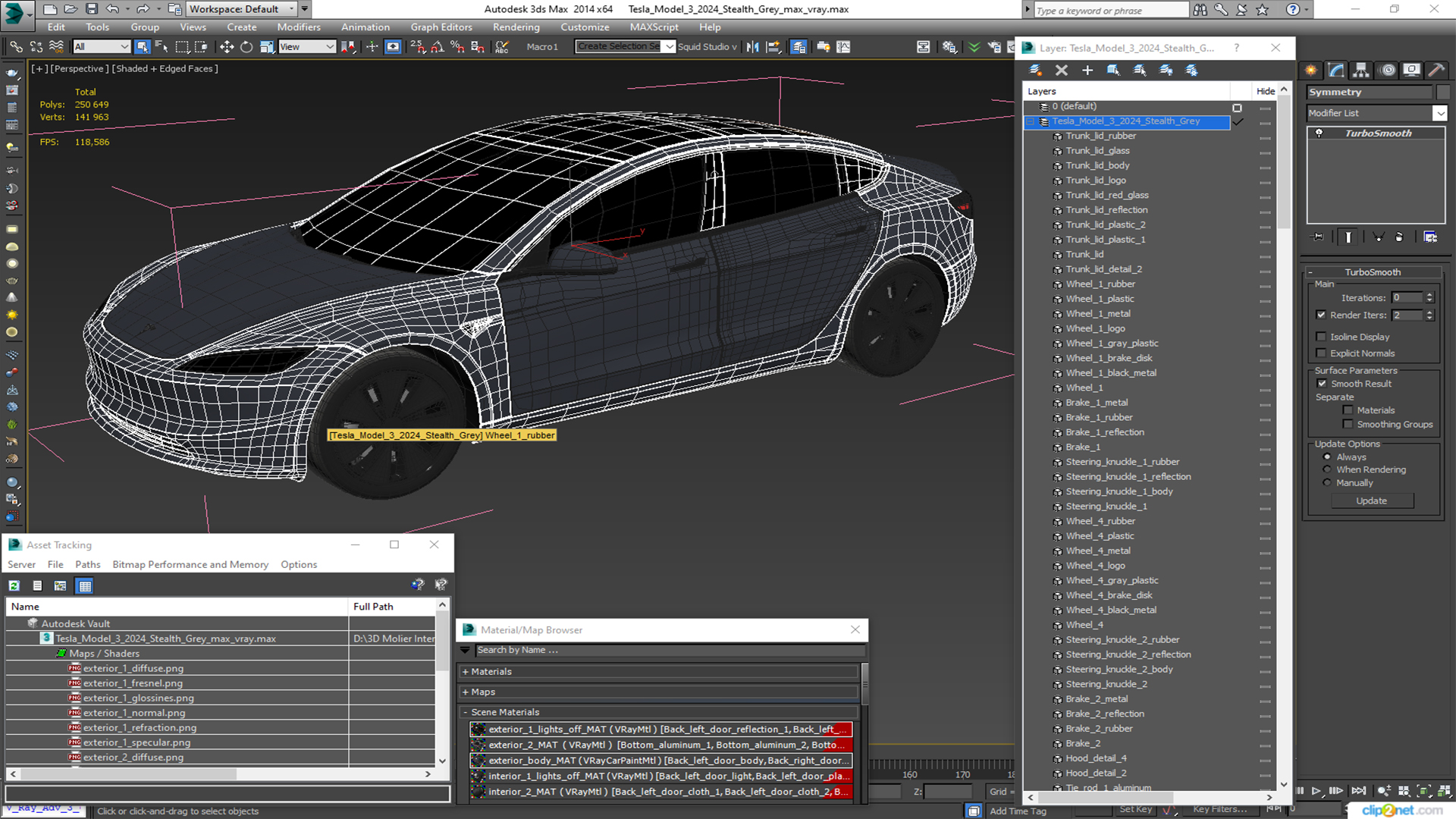 3D Tesla Model 3 2024 Stealth Grey