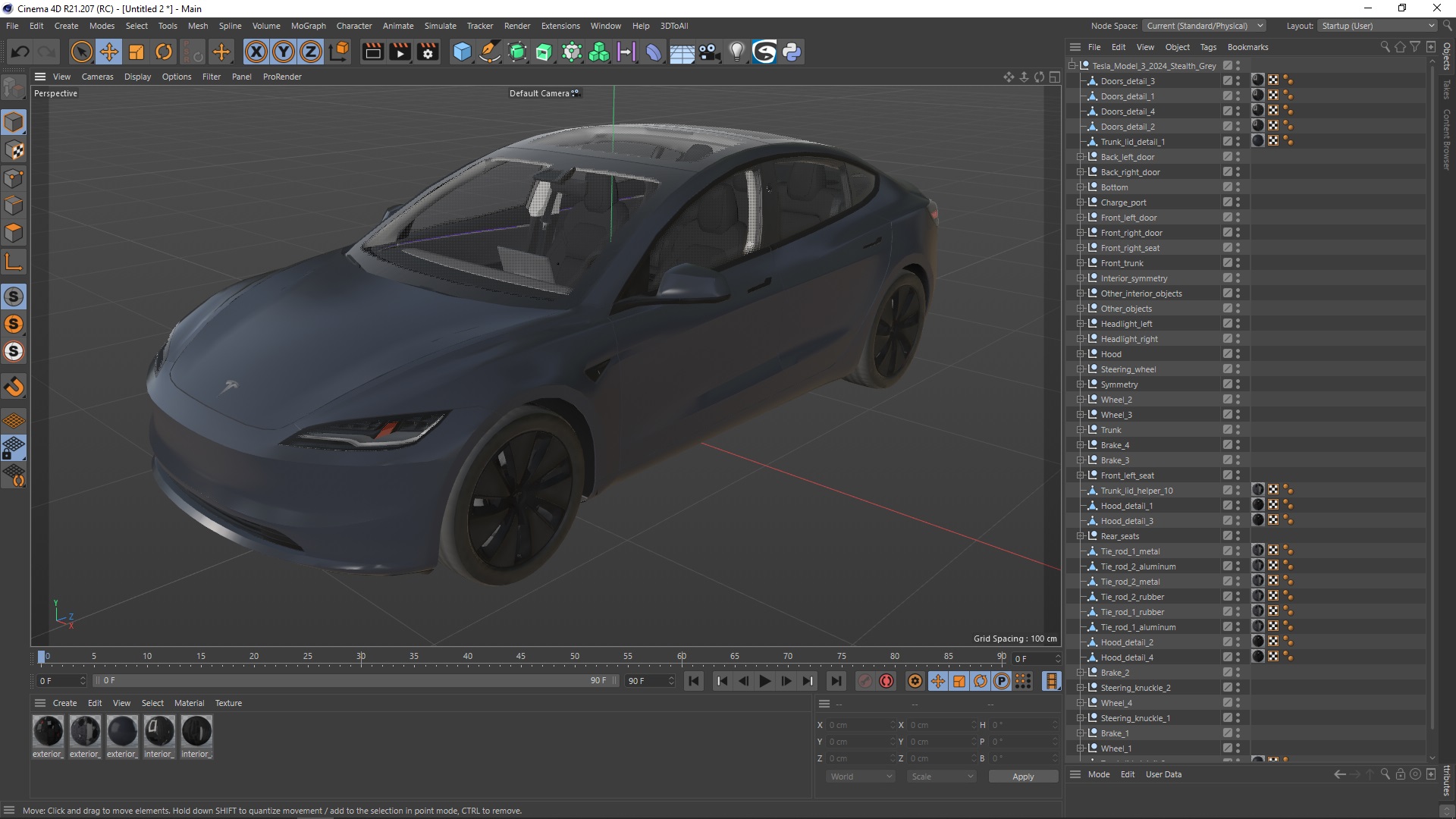 3D Tesla Model 3 2024 Stealth Grey