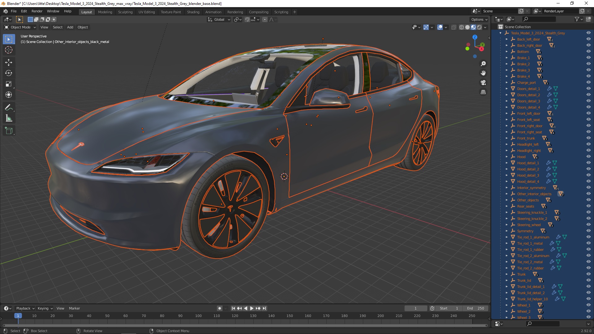 3D Tesla Model 3 2024 Stealth Grey