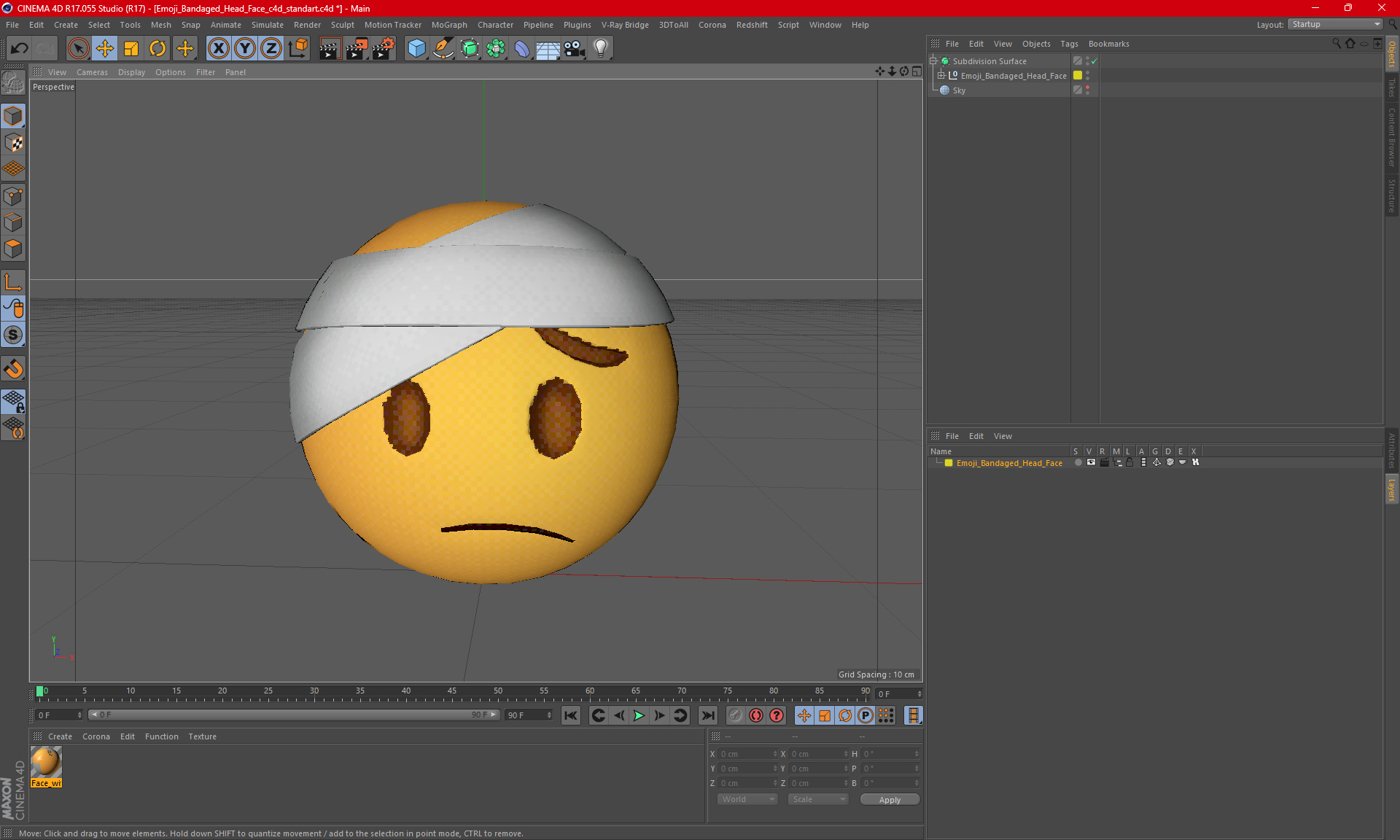 Emoji Bandaged Head Face 3D model