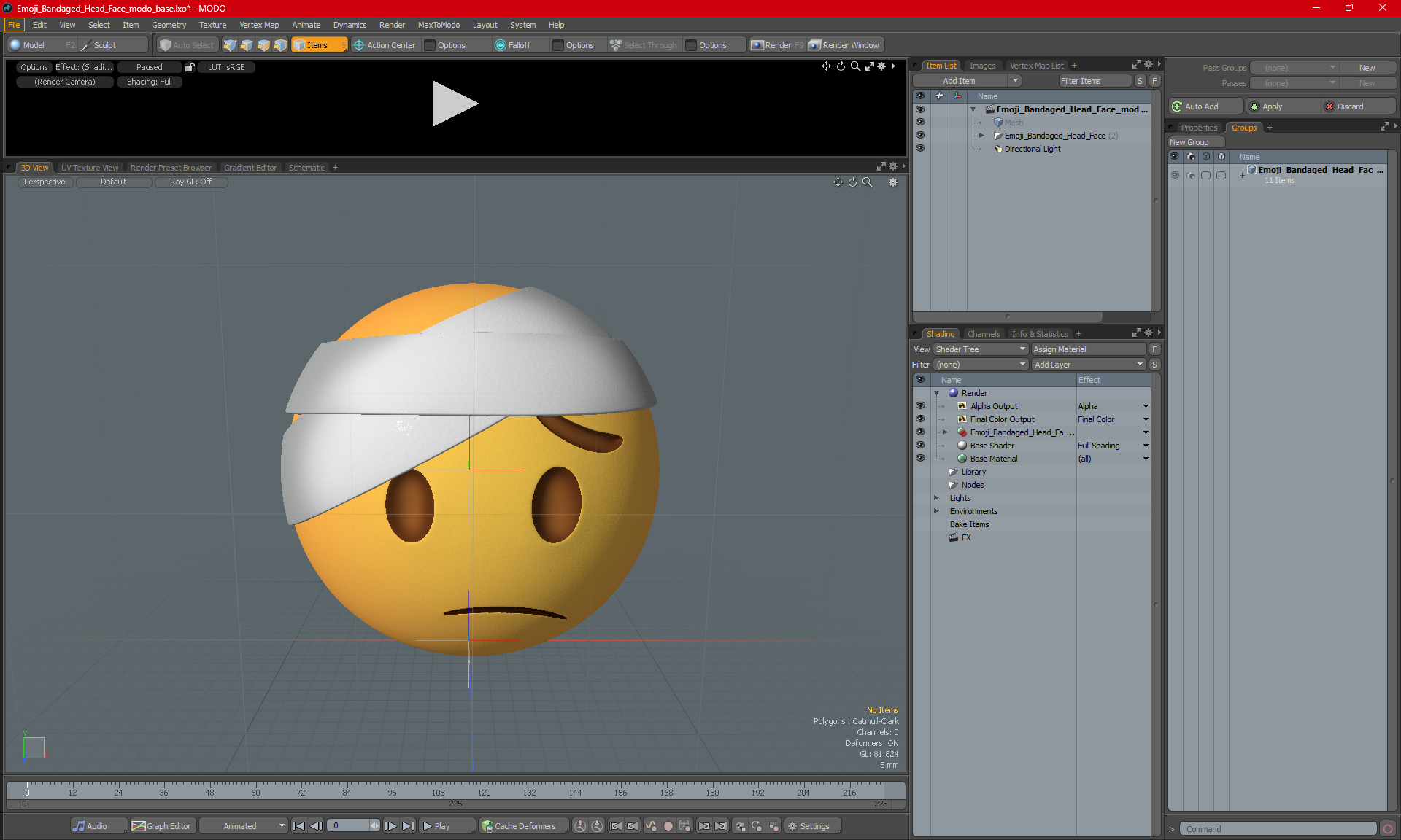 Emoji Bandaged Head Face 3D model