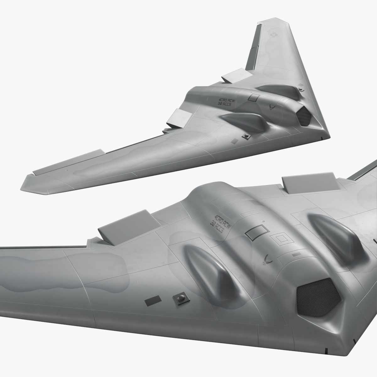 Military Stealth UAV with Landing Gear - Camo · Rigged