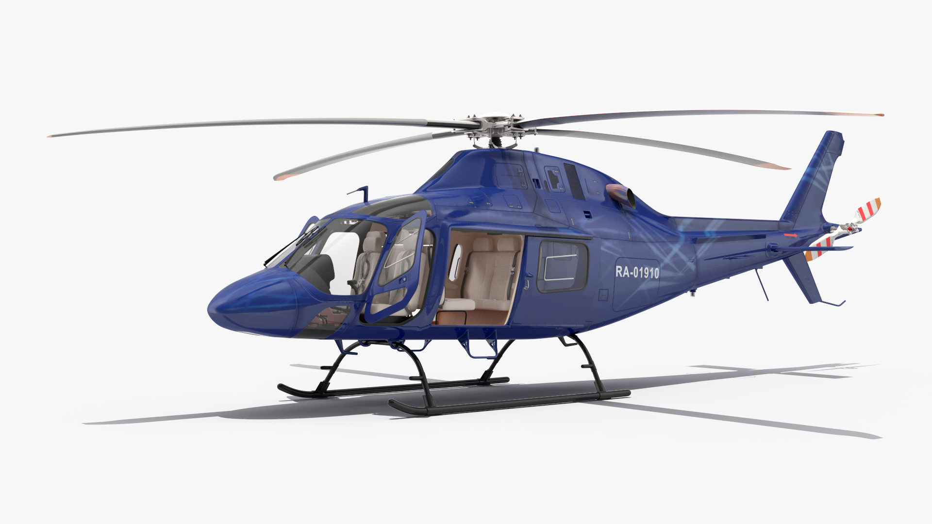 3D Leonardo AgustaWestland AW119 Helicopter Blue Rigged for Maya