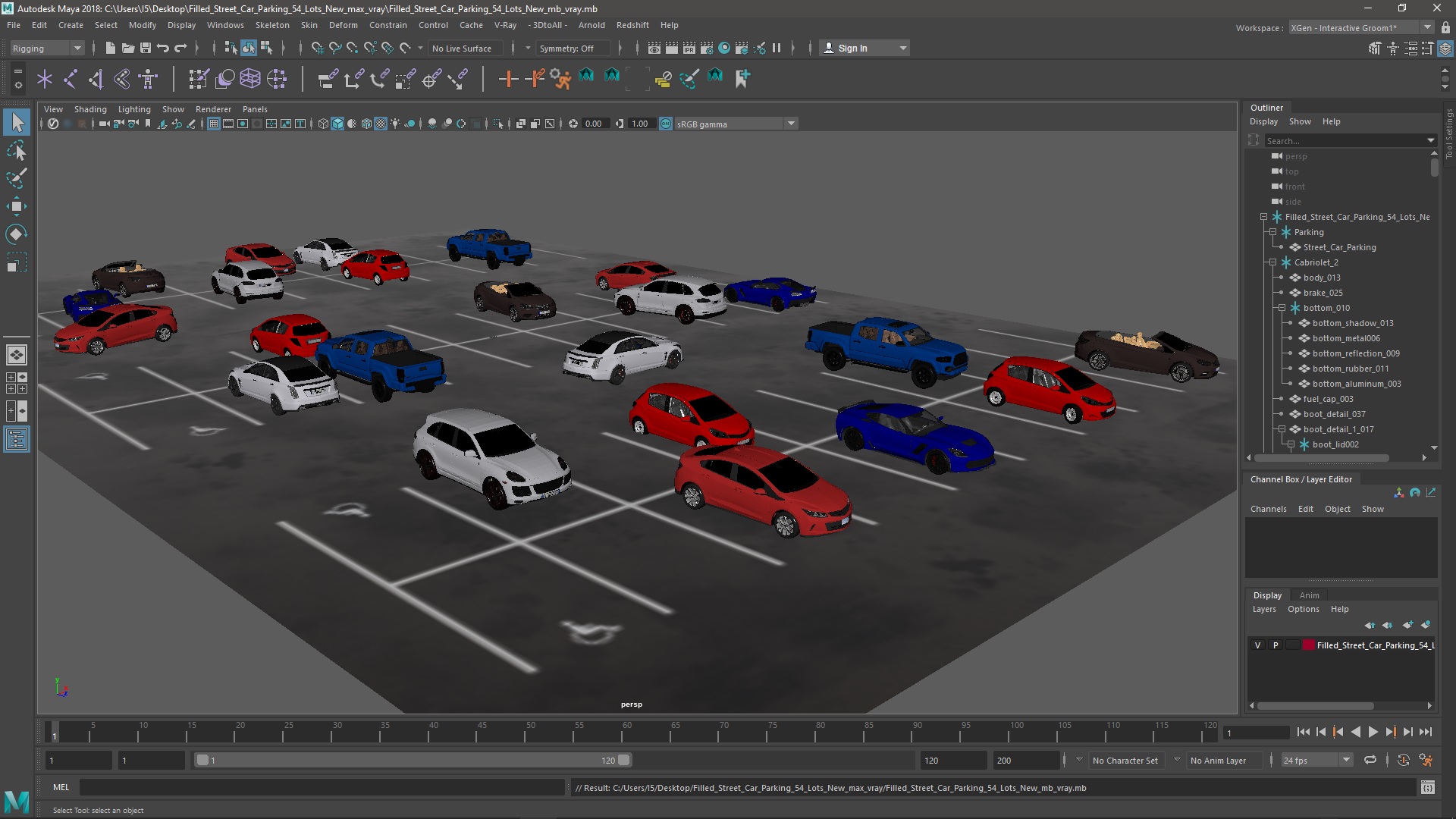 Filled Street Car Parking 54 Lots New 3D