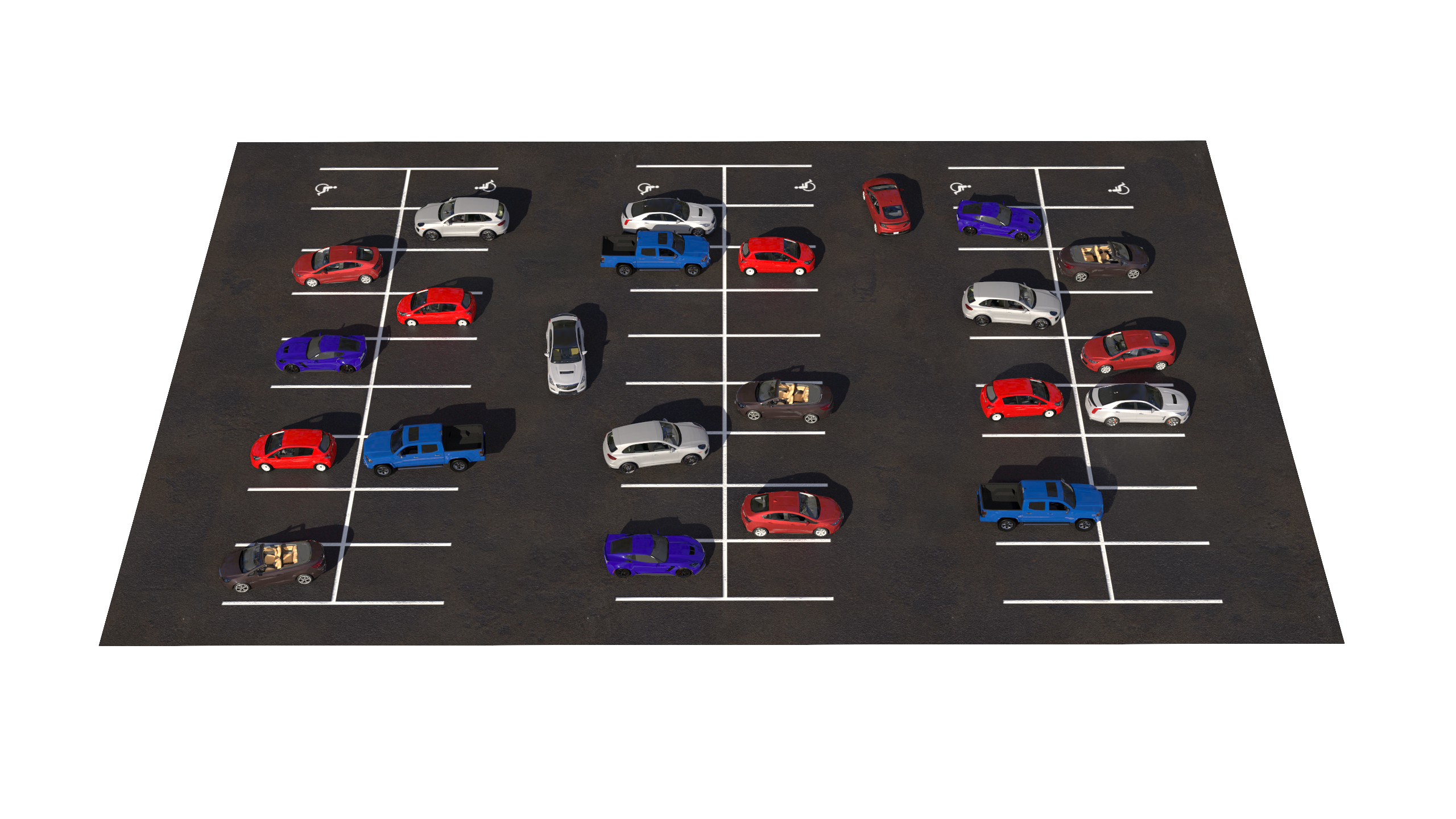 Filled Street Car Parking 54 Lots New 3D