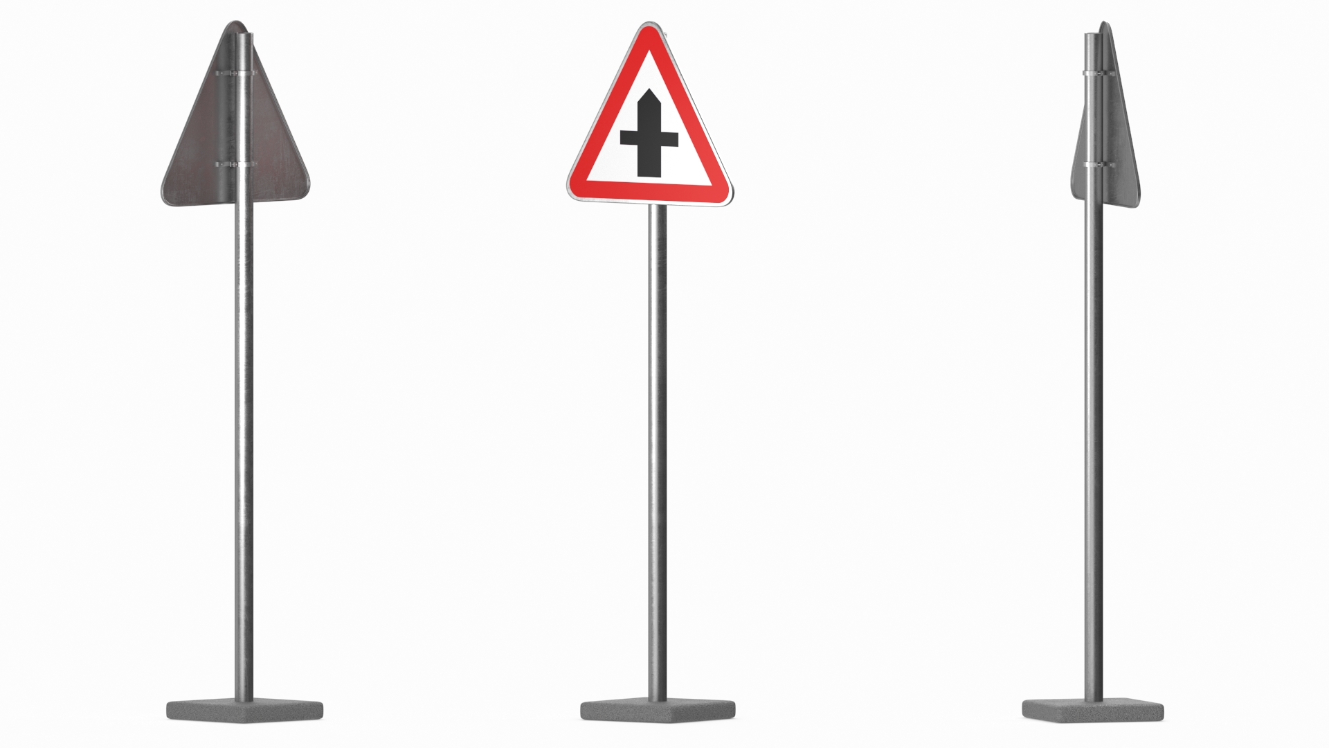 3D Road Sign Crossroads Ahead