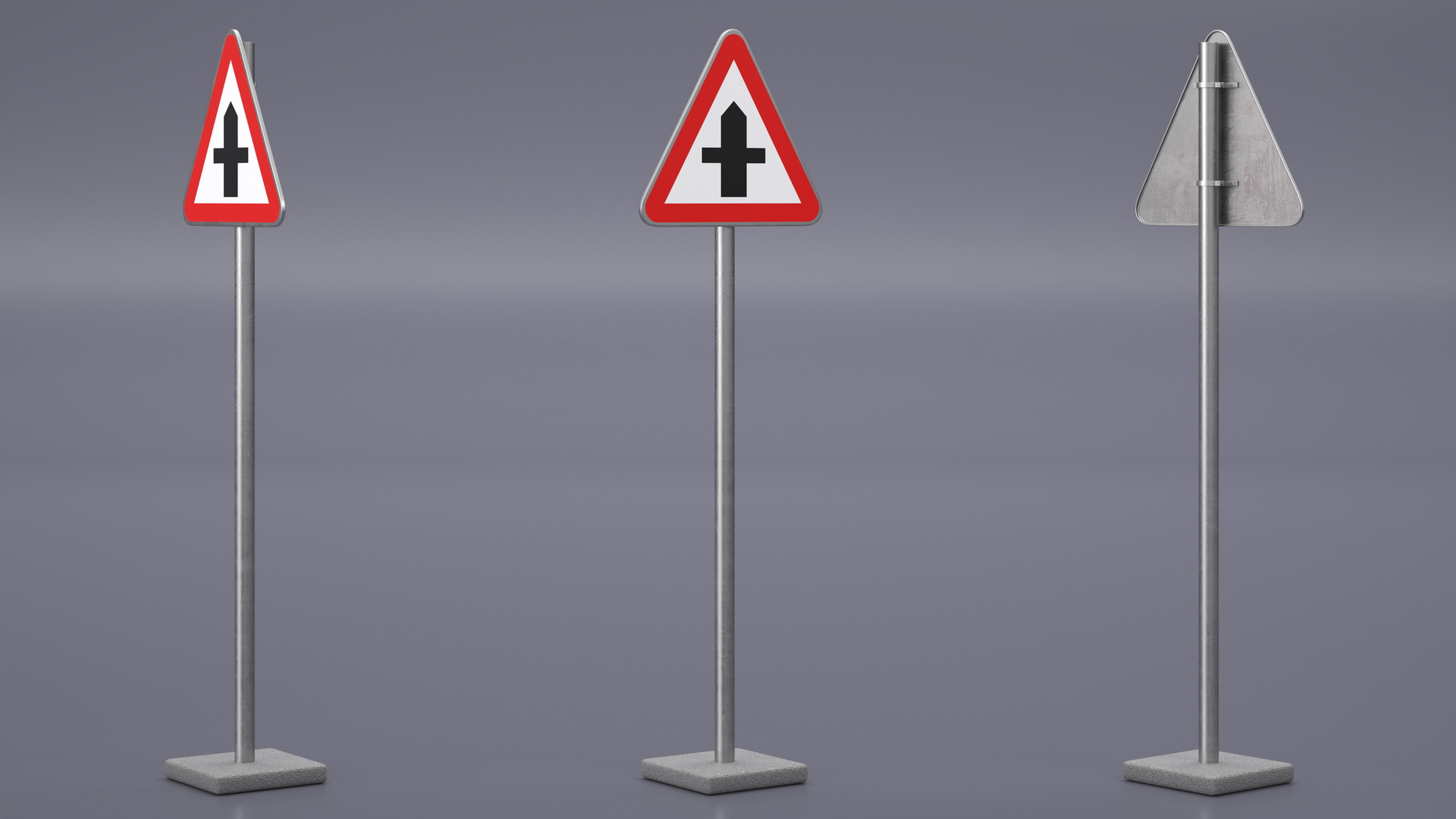 3D Road Sign Crossroads Ahead
