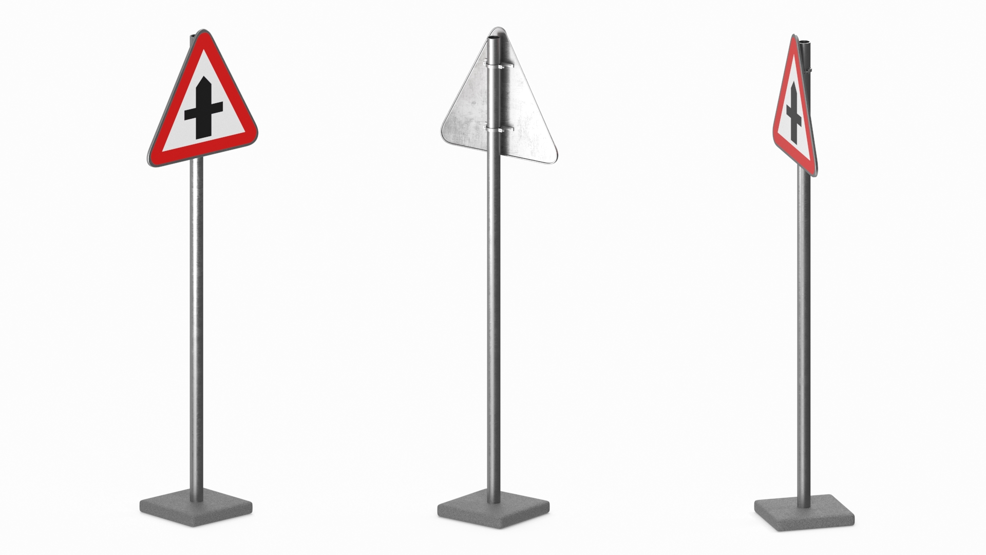 3D Road Sign Crossroads Ahead