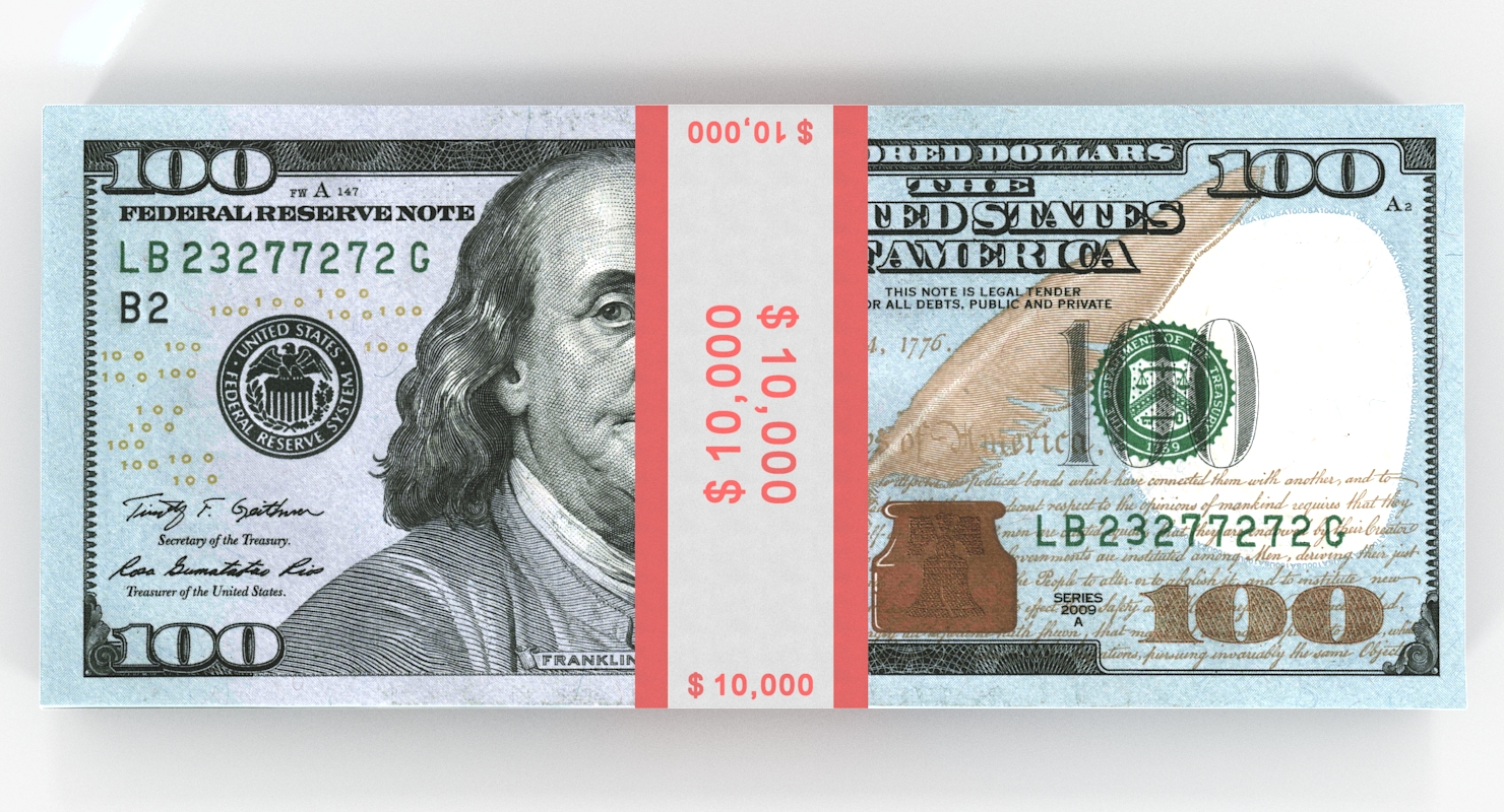 3D model New 100 Dollar Bills Pack