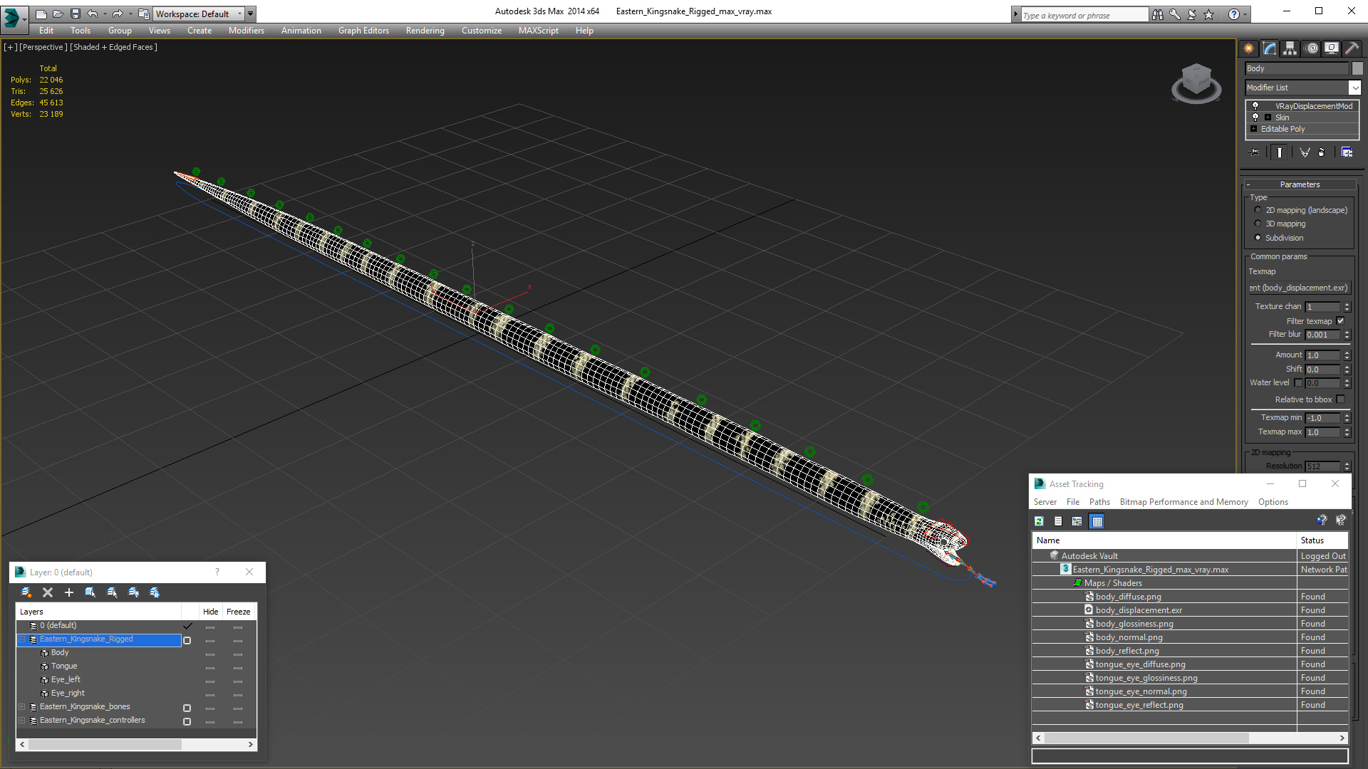 Eastern Kingsnake Rigged 3D model