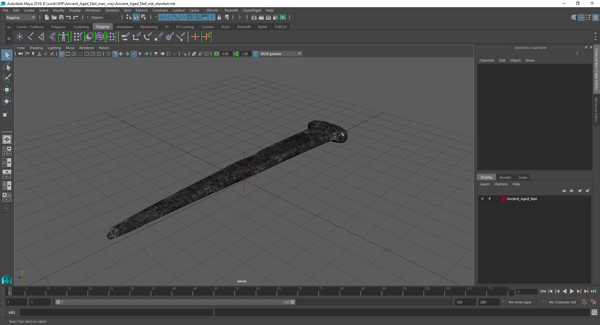 Ancient Aged Nail 3D