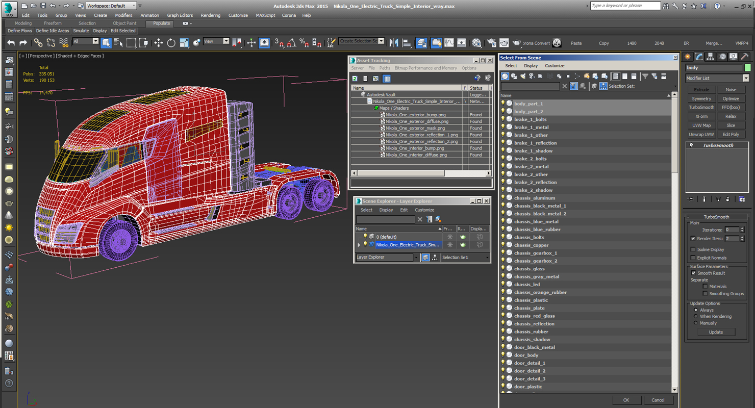 3D Nikola One Electric Truck Simple Interior