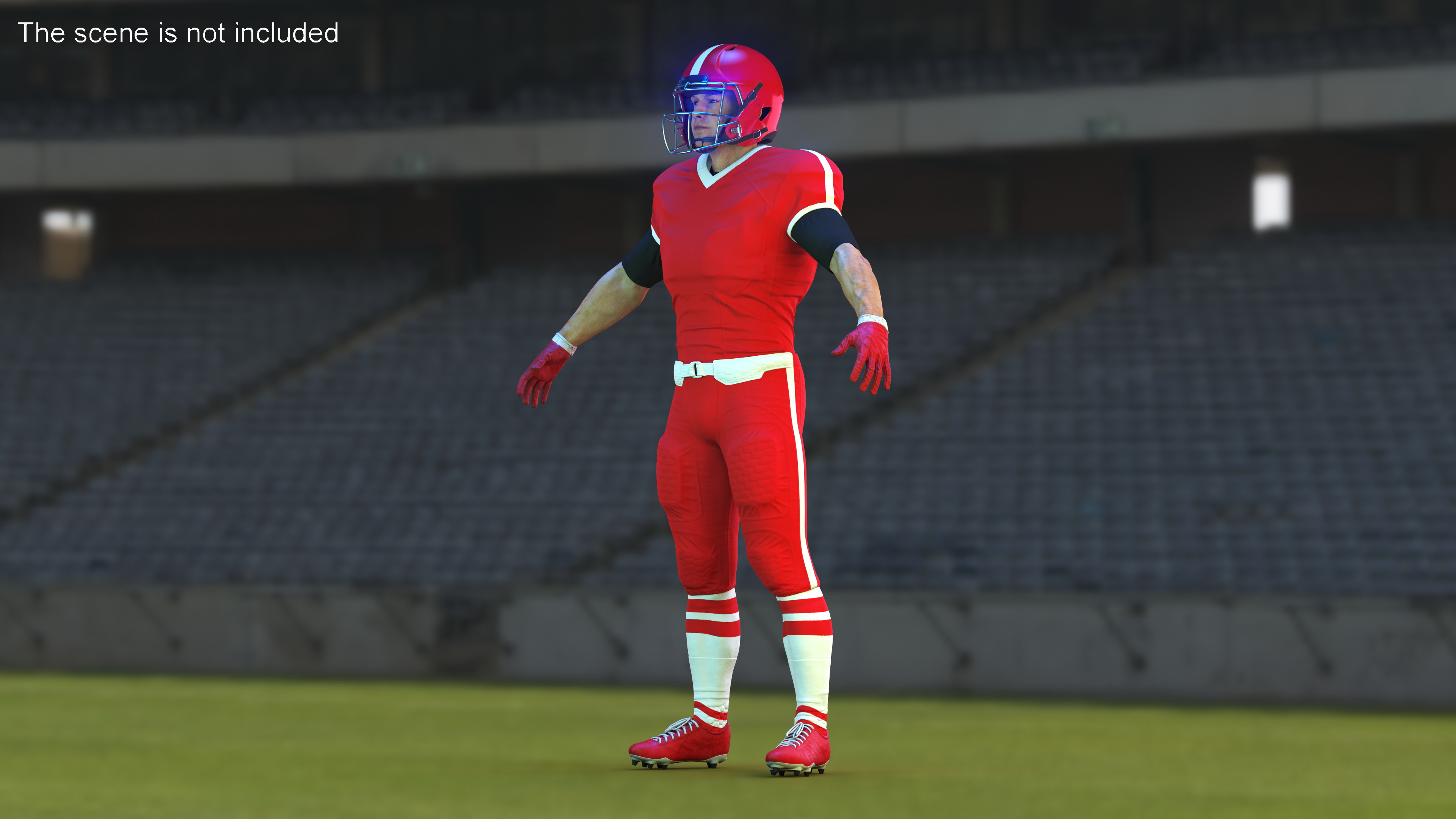 3D Man Red Uniform T-Pose American Football Players model