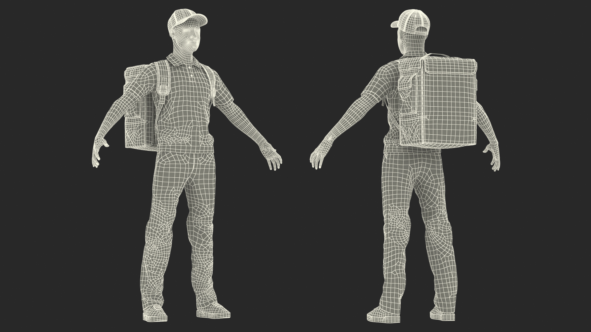 3D Food Delivery Man Rigged Fur model