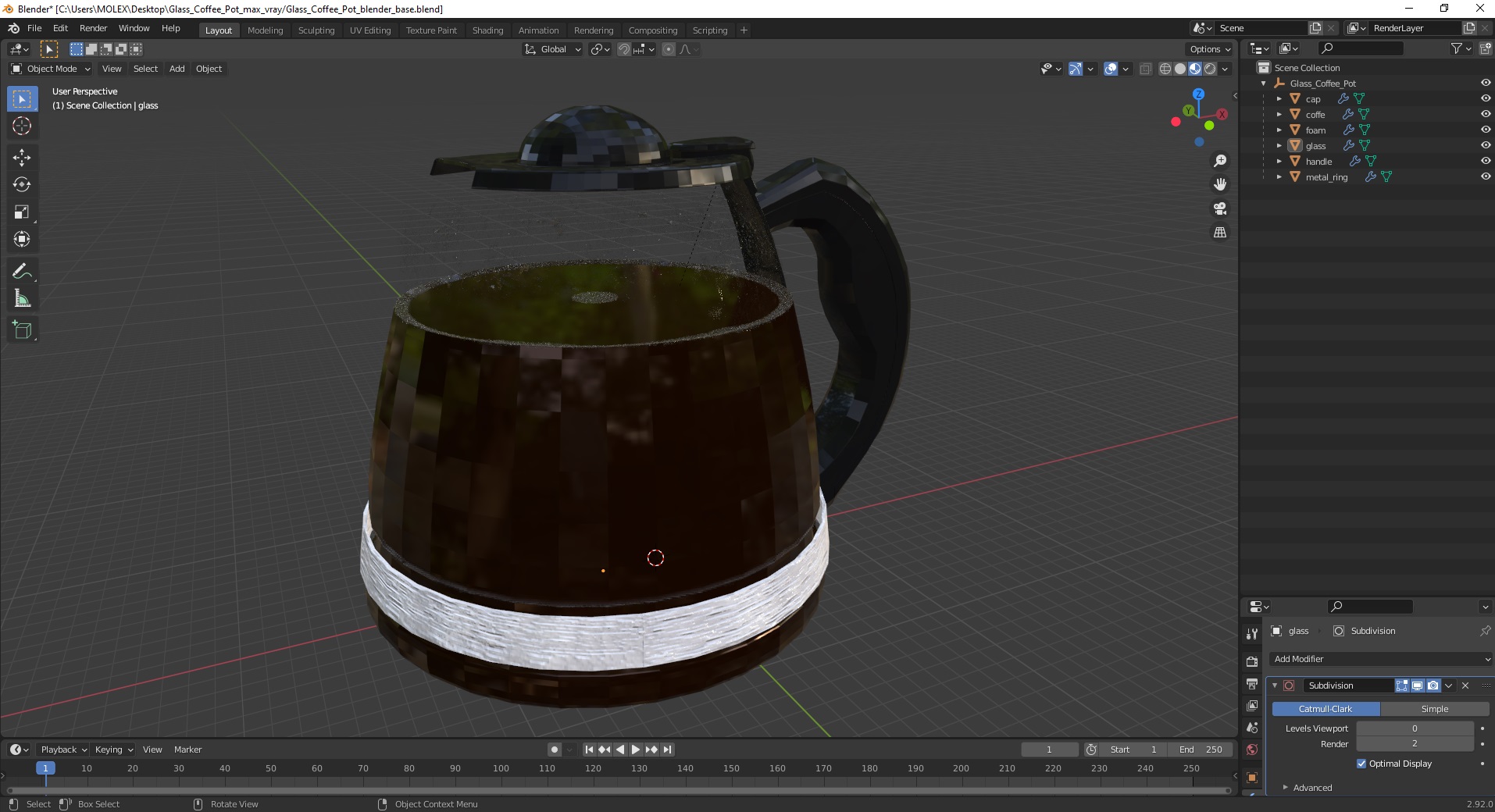 3D Glass Coffee Pot