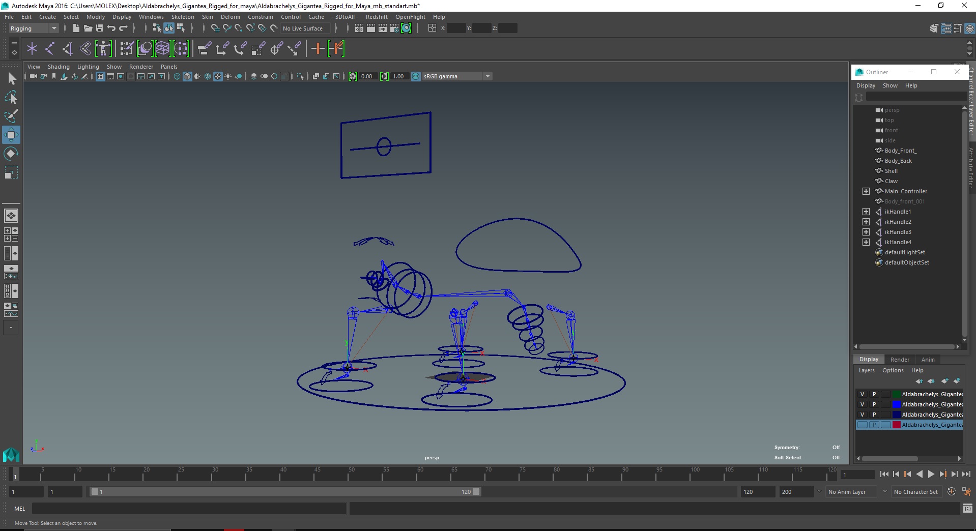 3D Aldabrachelys Gigantea Rigged for Maya model
