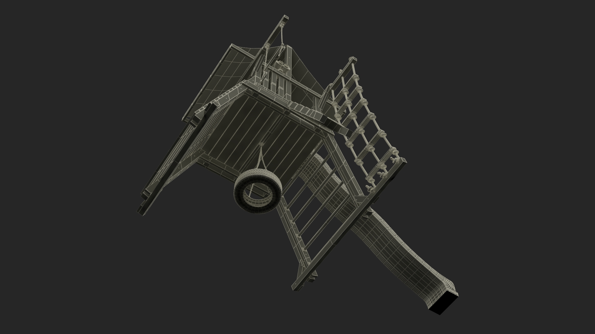 Baby Girl on Slide Fur Rigged 3D model