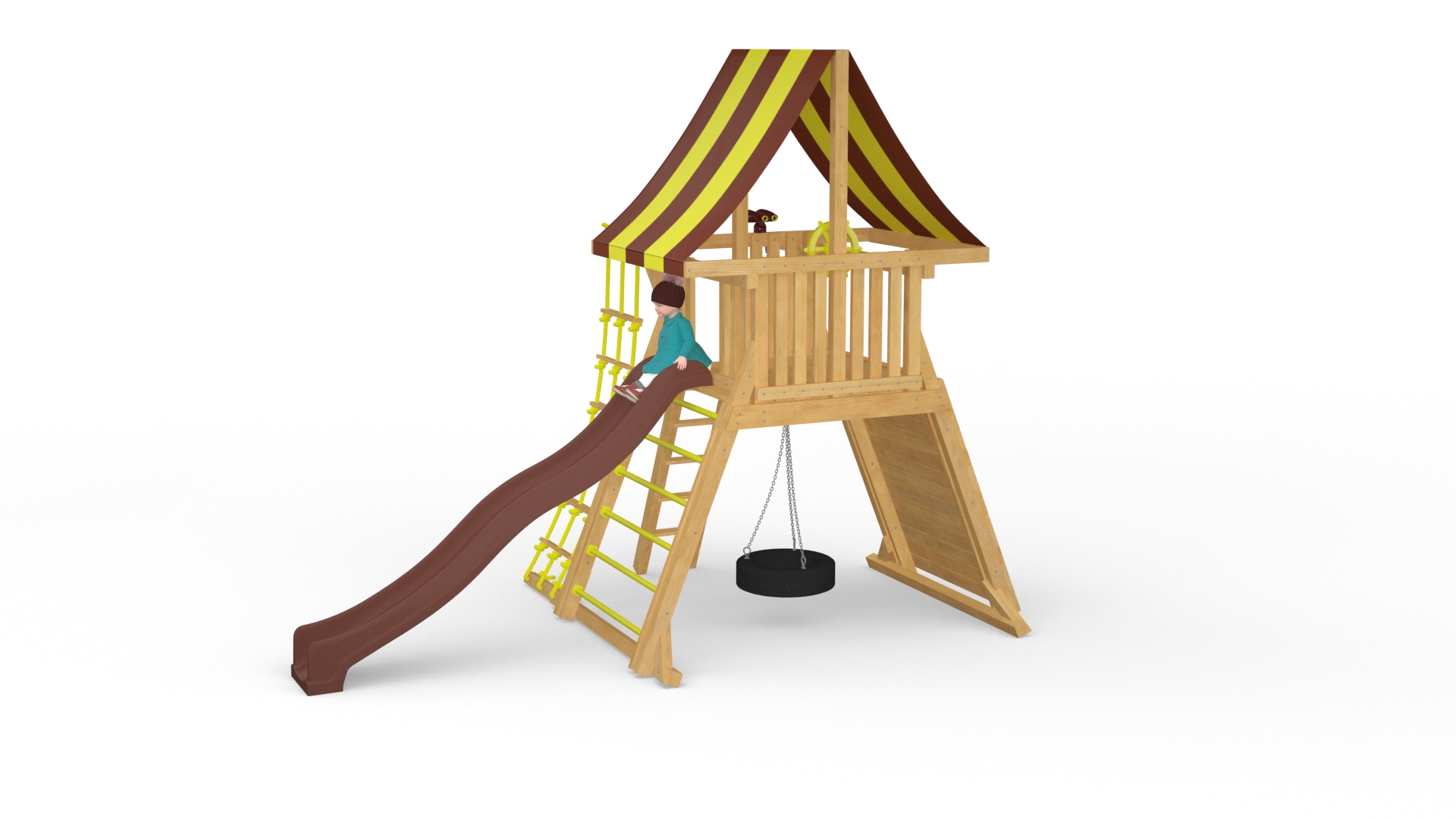 Baby Girl on Slide Fur Rigged 3D model