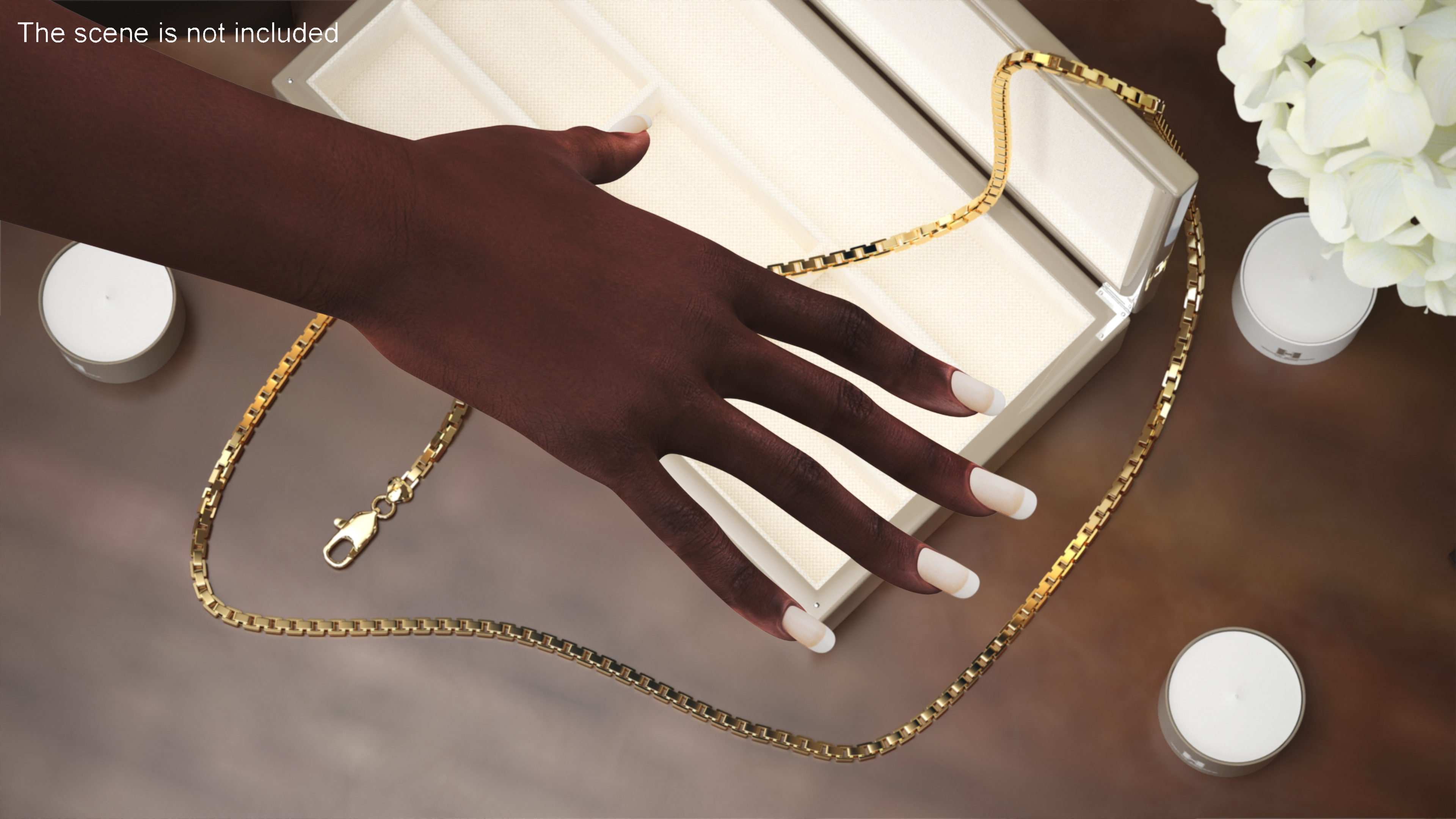 3D Dark Skinned Woman Hands Rigged