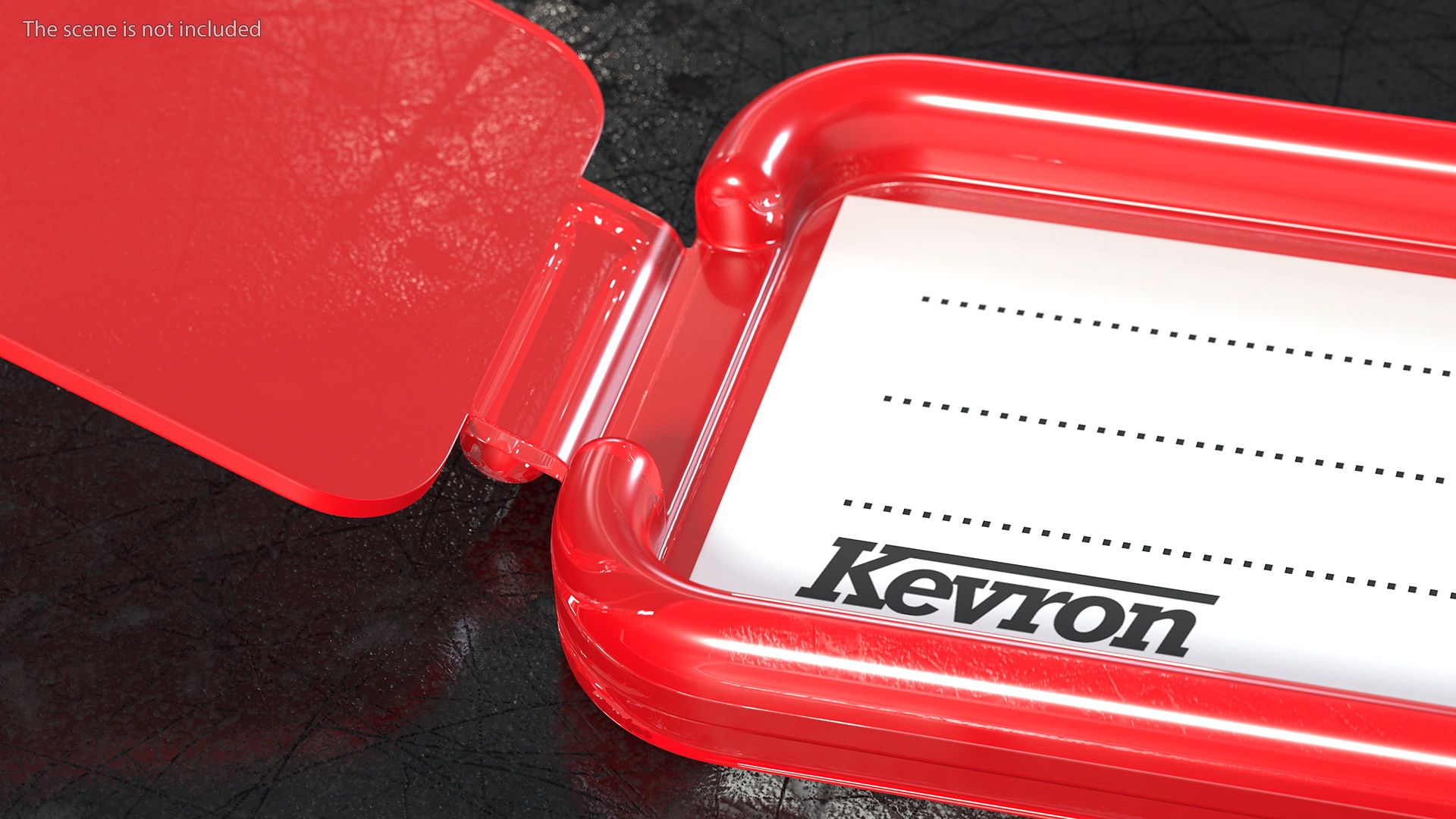 Kevron Clear Plastic Key Tag Red 3D