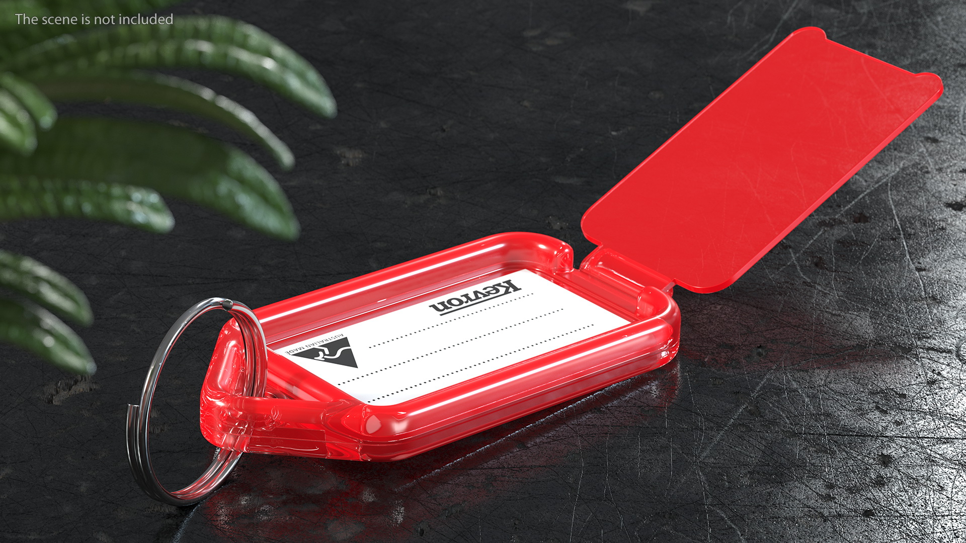 Kevron Clear Plastic Key Tag Red 3D