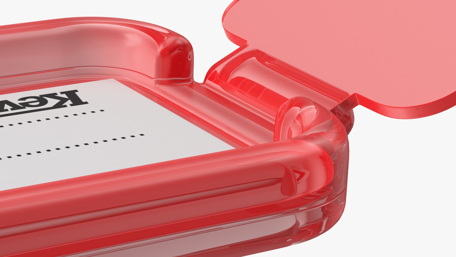 Kevron Clear Plastic Key Tag Red 3D