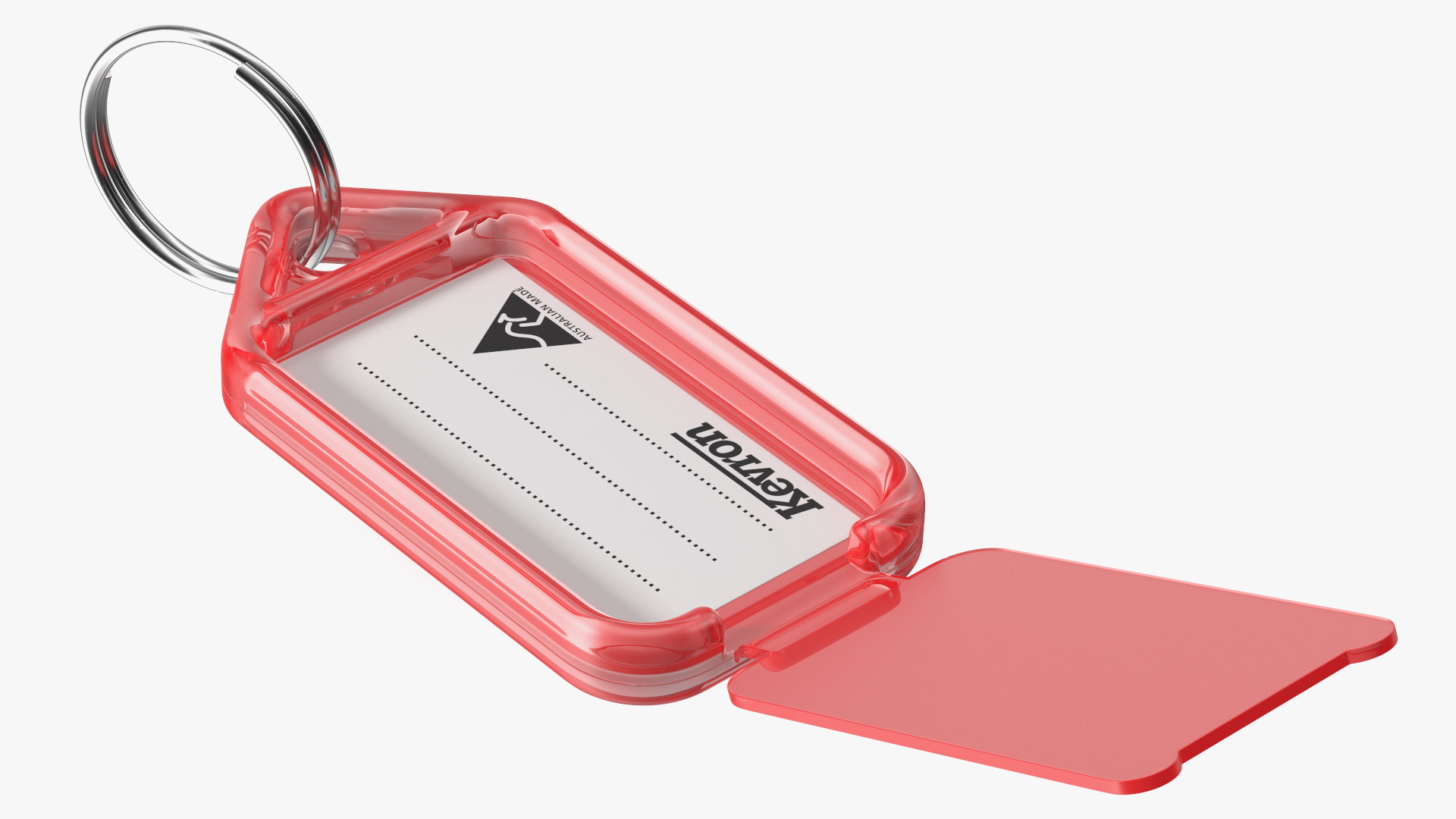 Kevron Clear Plastic Key Tag Red 3D