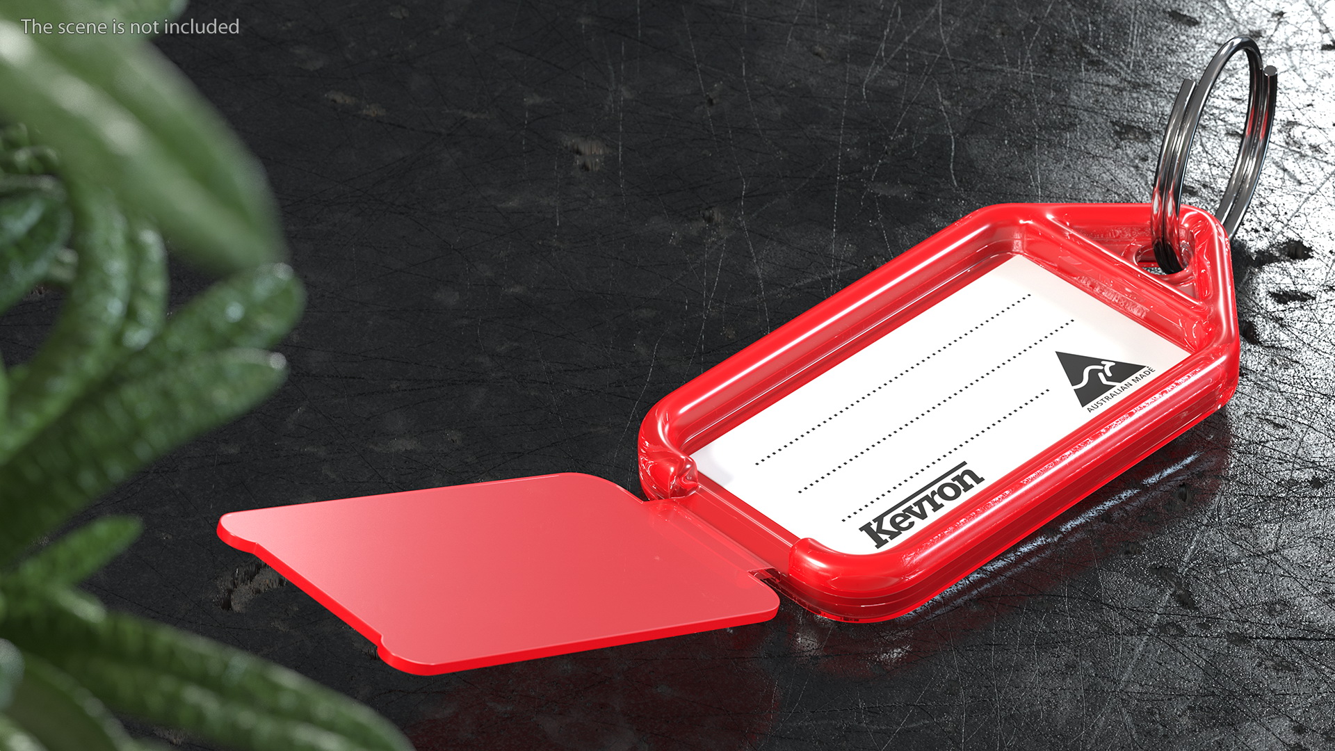 Kevron Clear Plastic Key Tag Red 3D