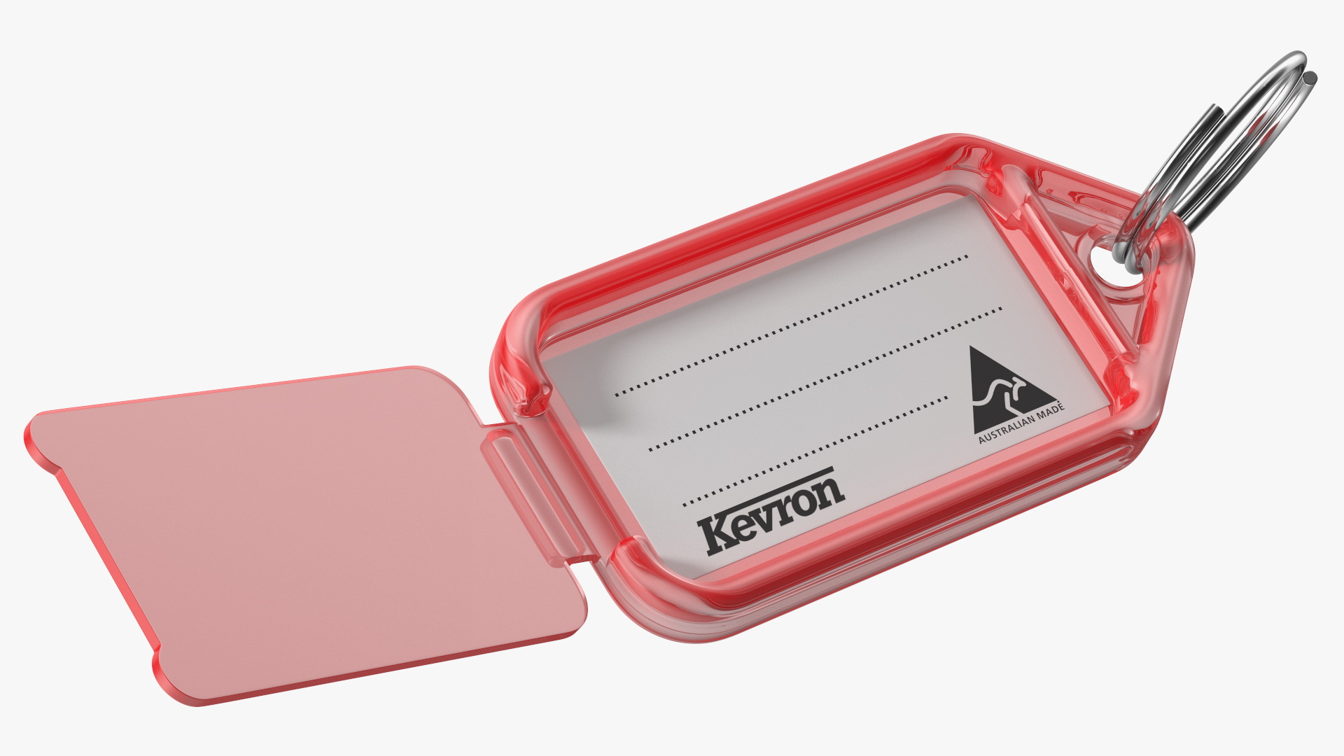 Kevron Clear Plastic Key Tag Red 3D