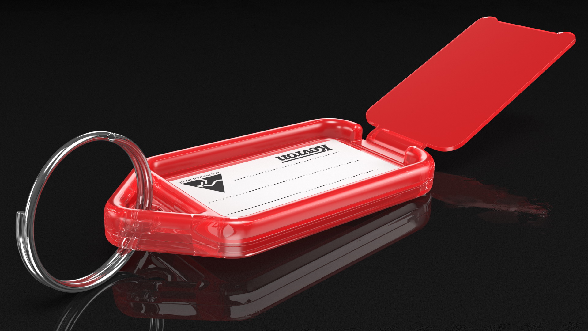 Kevron Clear Plastic Key Tag Red 3D
