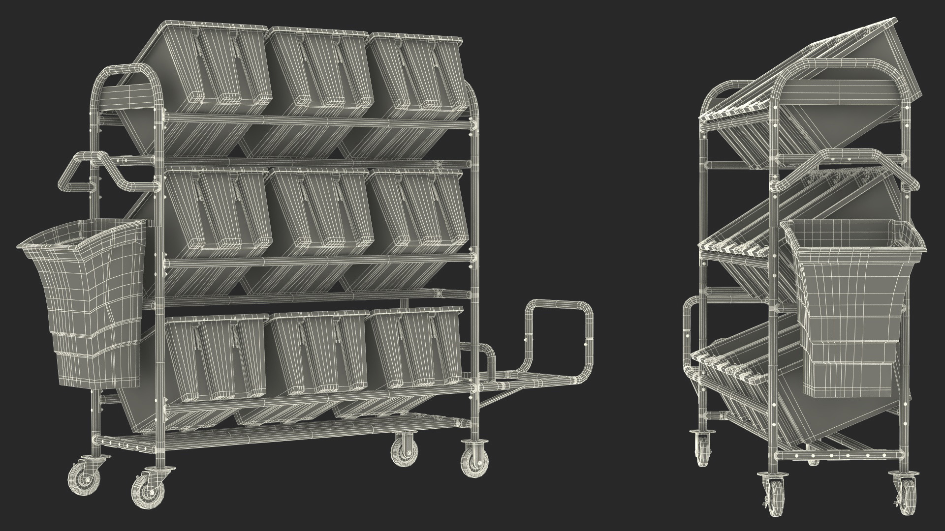 Tote Picking Cart Storage Bracket Rubbermaid 3D model