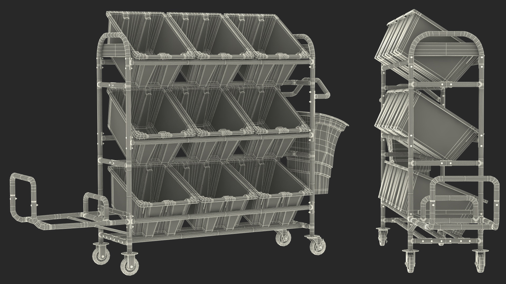 Tote Picking Cart Storage Bracket Rubbermaid 3D model