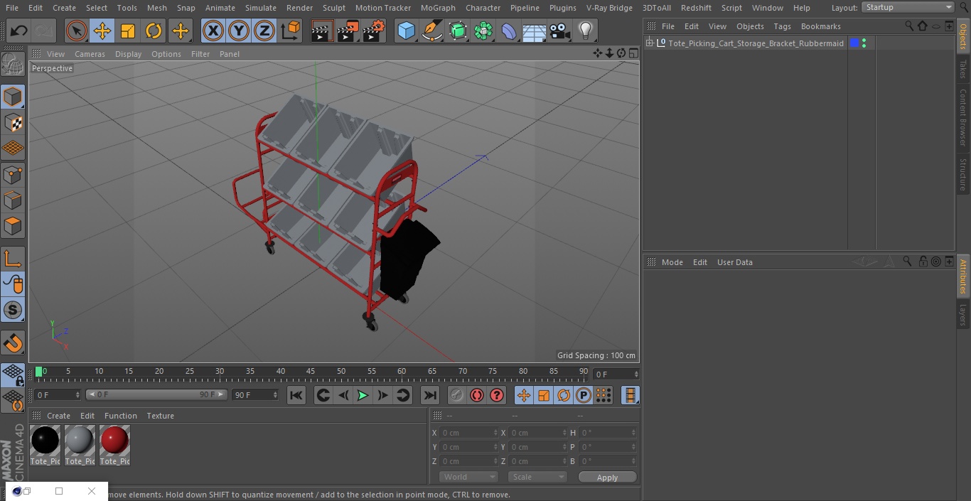 Tote Picking Cart Storage Bracket Rubbermaid 3D model
