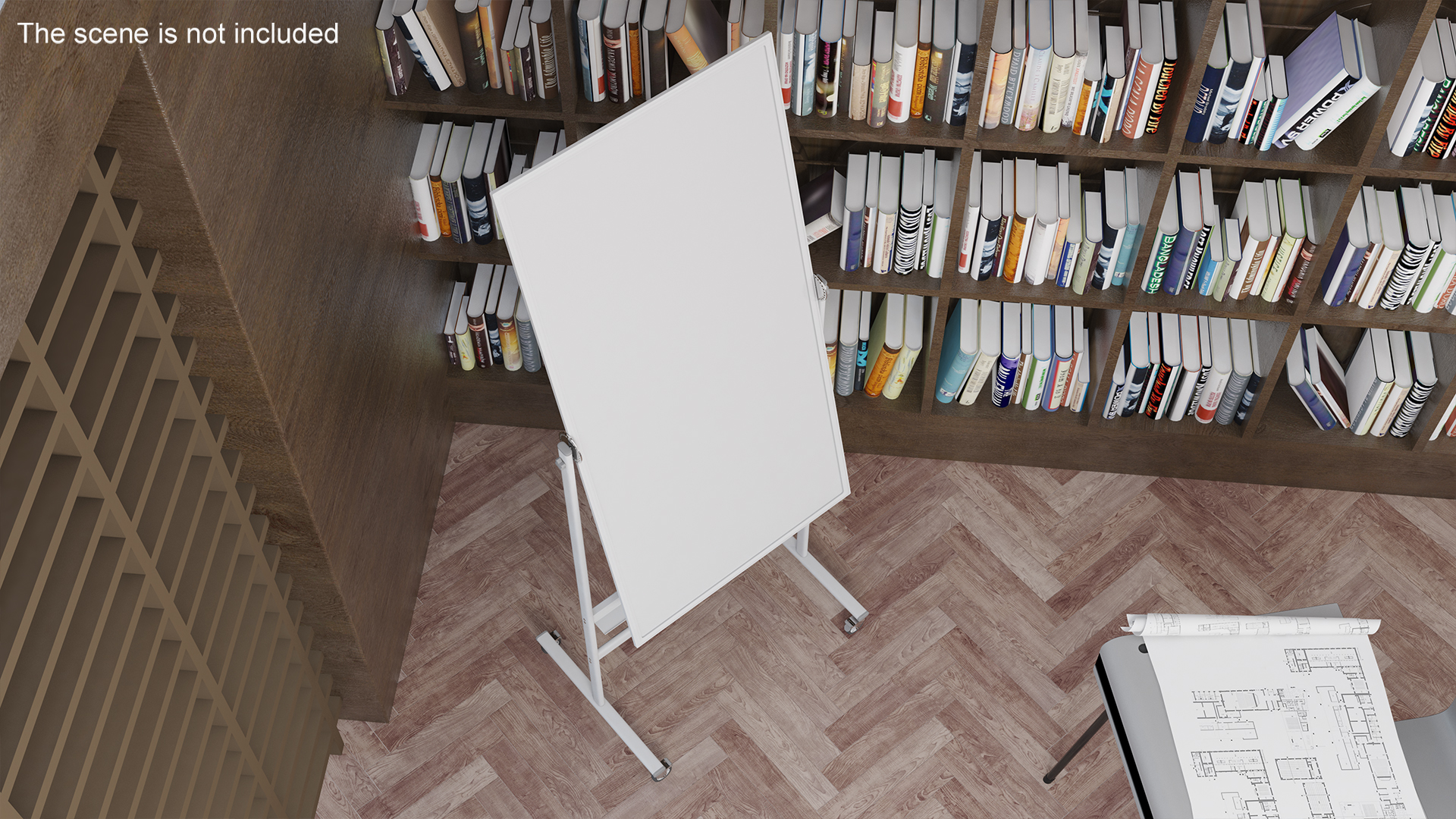 Tall Magnetic Whiteboard on Wheels 3D model
