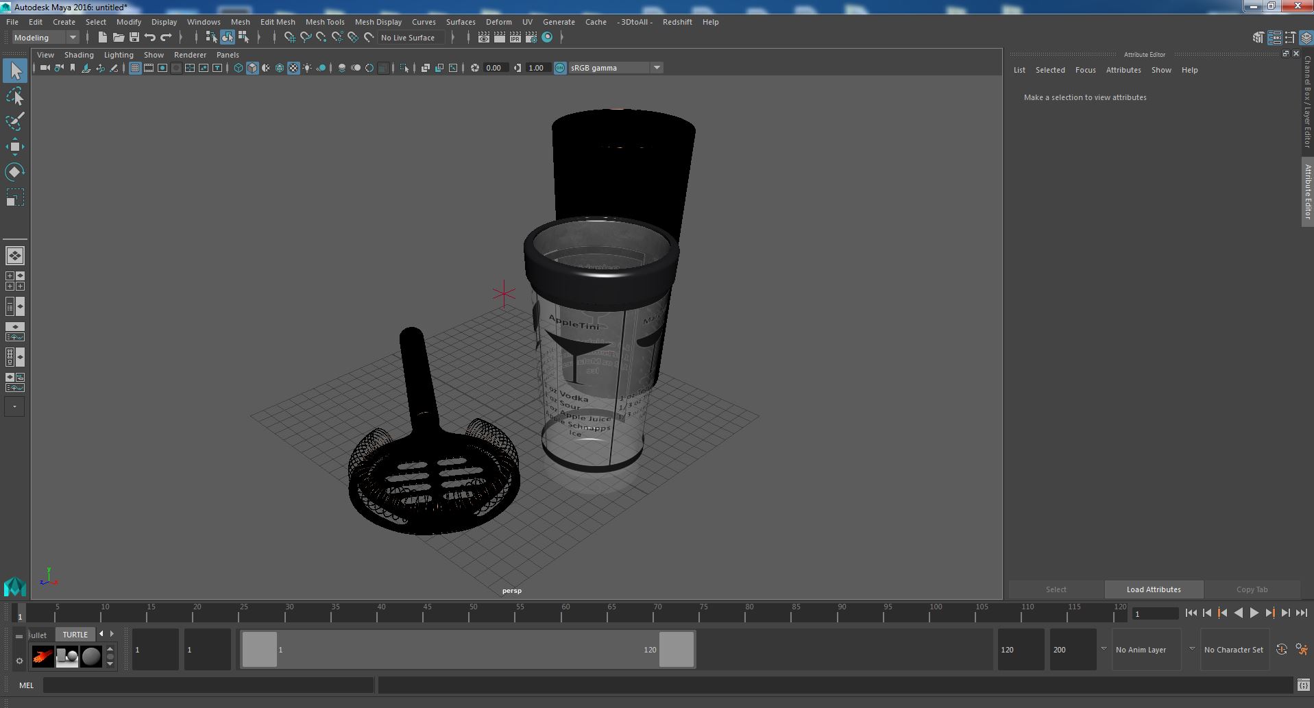 Hand Cocktail Shaker Copper 3D