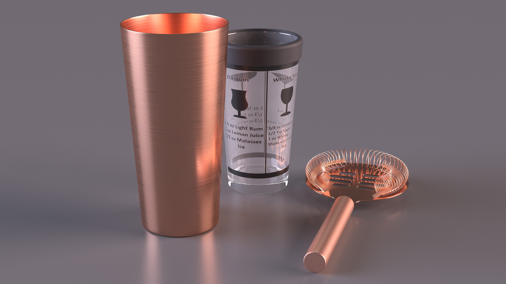 Hand Cocktail Shaker Copper 3D
