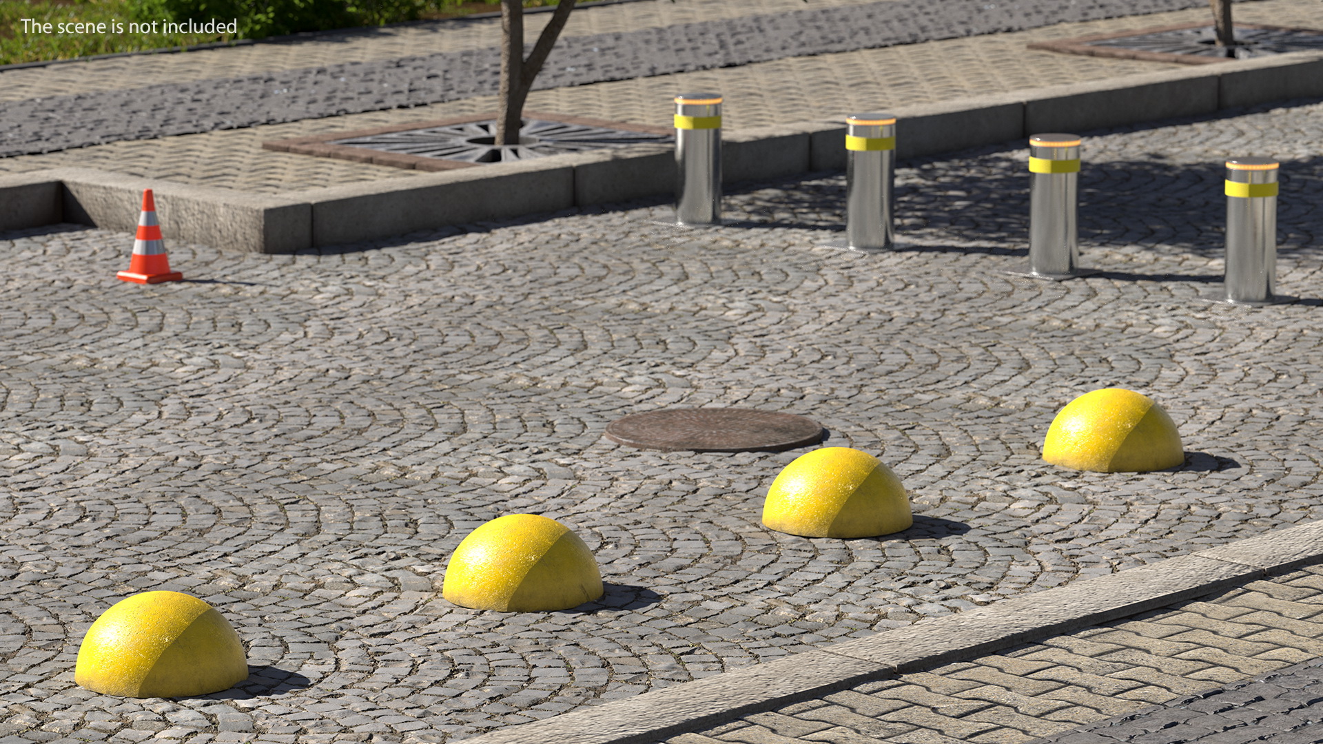 3D Car Blocker Yellow Concrete Hemisphere model