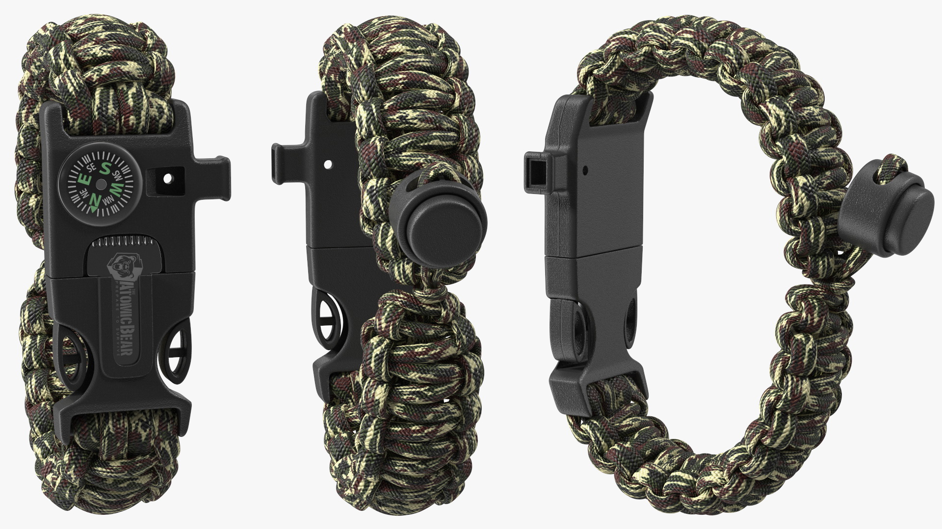 3D Atomic Bear Tactical Paracord Bracelet Camo model