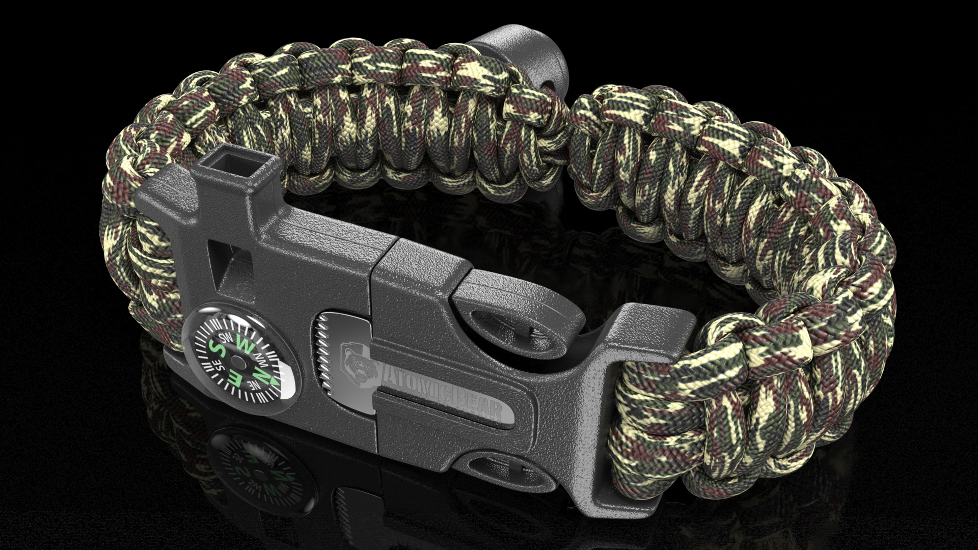 3D Atomic Bear Tactical Paracord Bracelet Camo model
