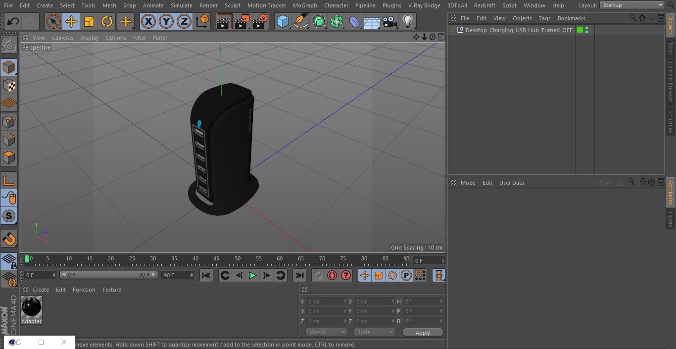 3D model Desktop Charging USB Hub Turned OFF