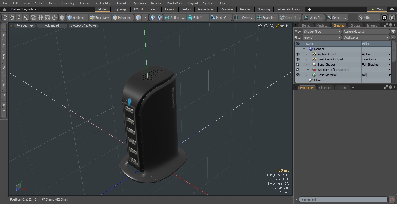 3D model Desktop Charging USB Hub Turned OFF