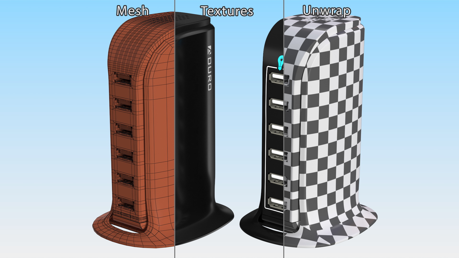 3D model Desktop Charging USB Hub Turned OFF
