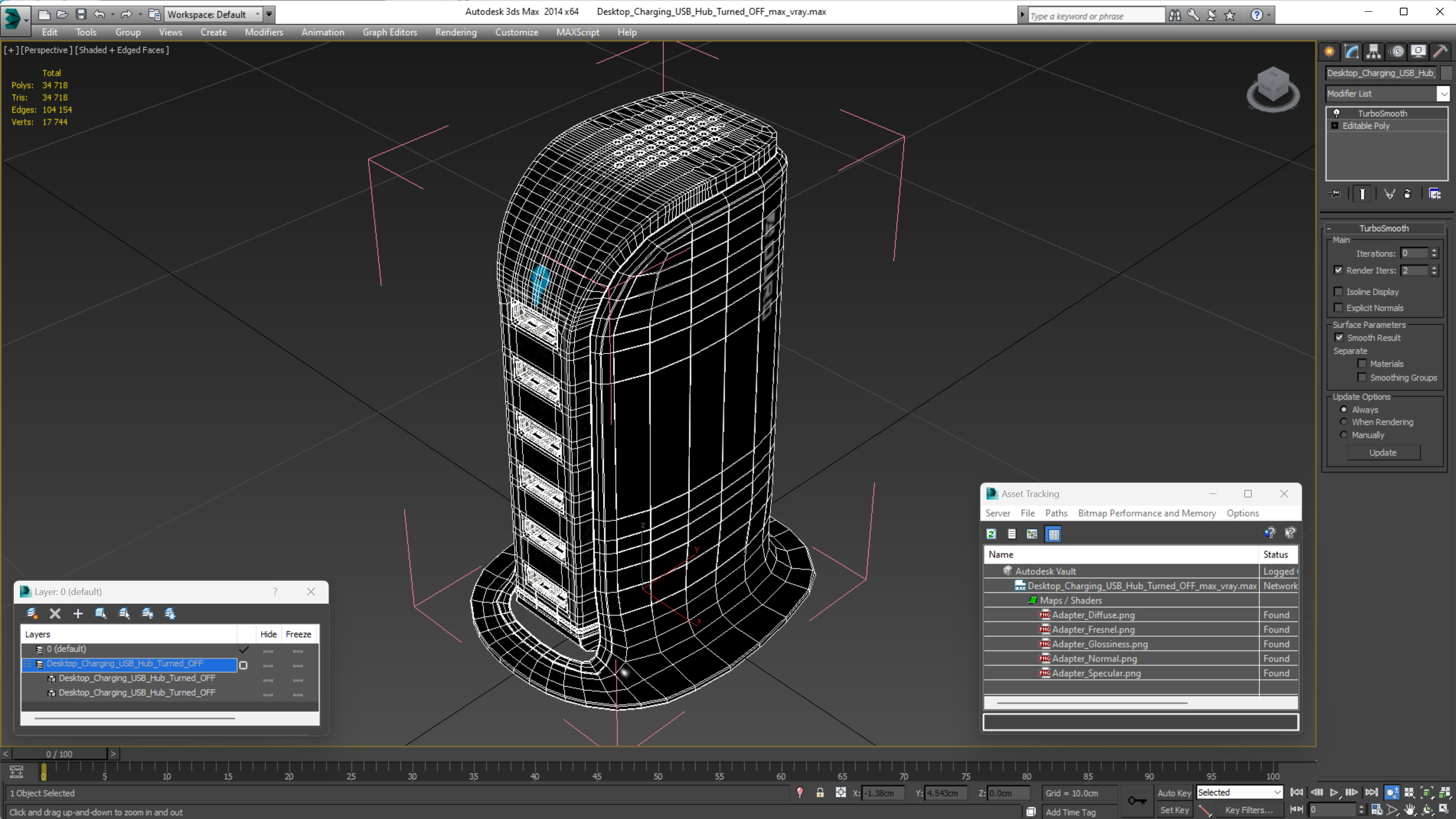 3D model Desktop Charging USB Hub Turned OFF