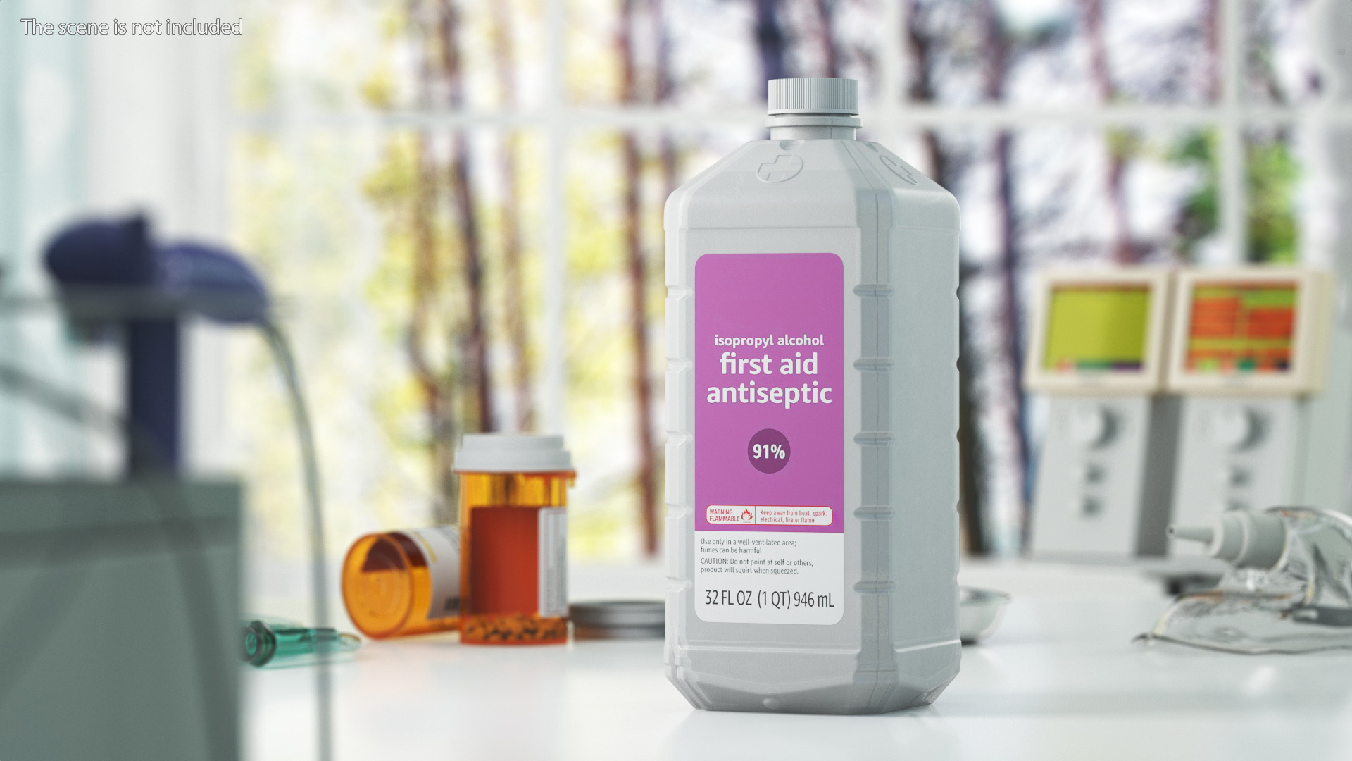 Plastic Medical Bottle First Aid Antiseptic Liquid 32 Fl Oz 3D model