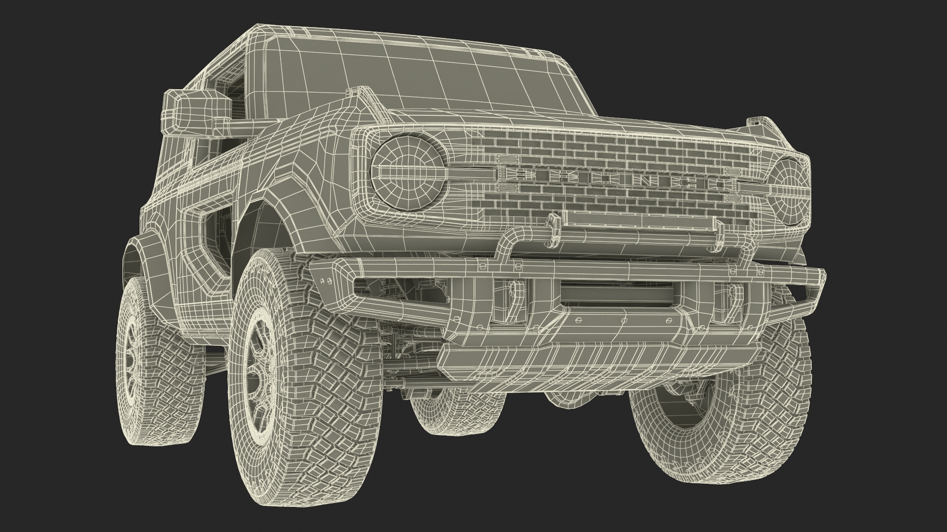 Ford Bronco Two Door Yellow 4X4 Simplified 3D
