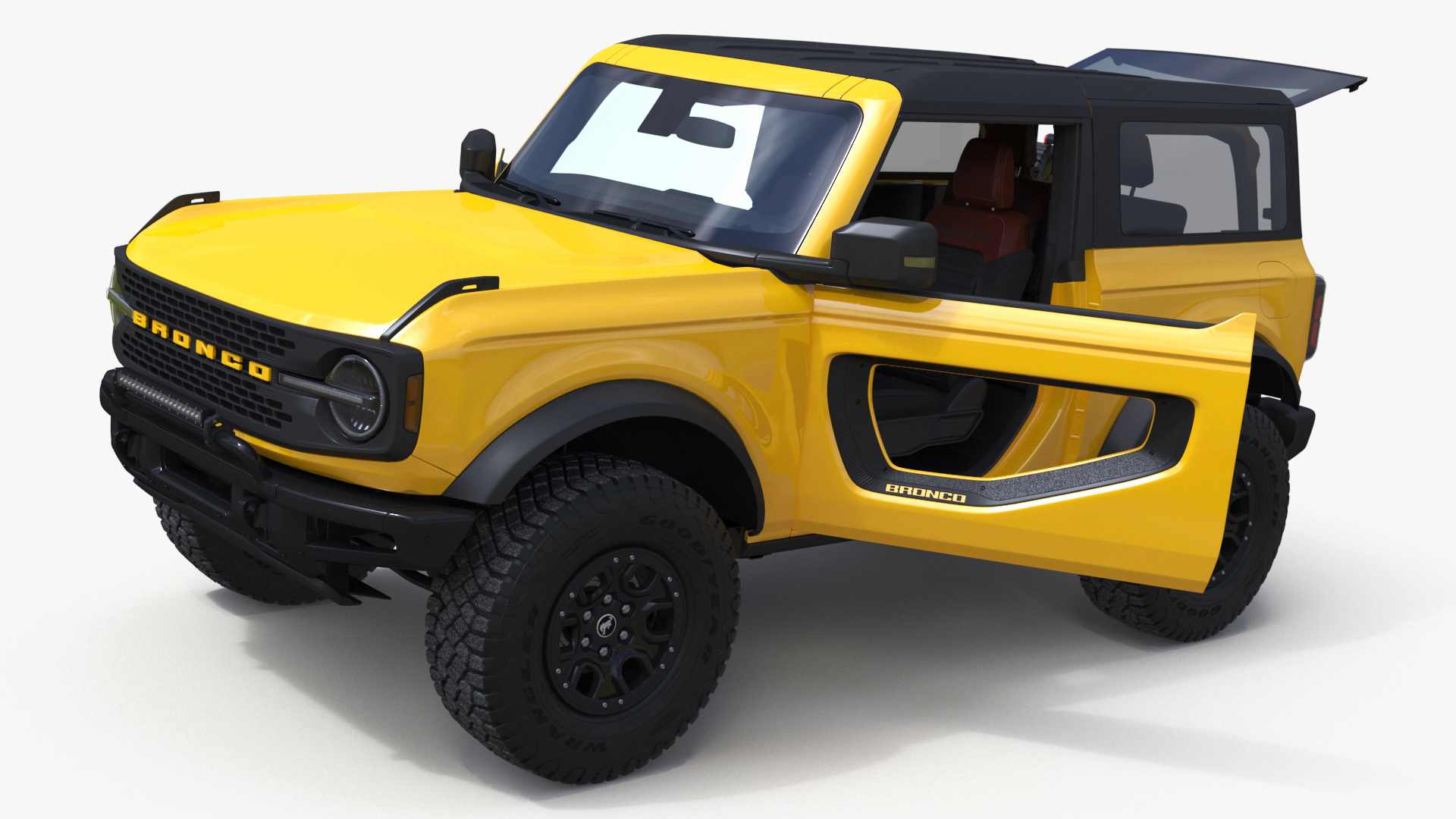 Ford Bronco Two Door Yellow 4X4 Simplified 3D