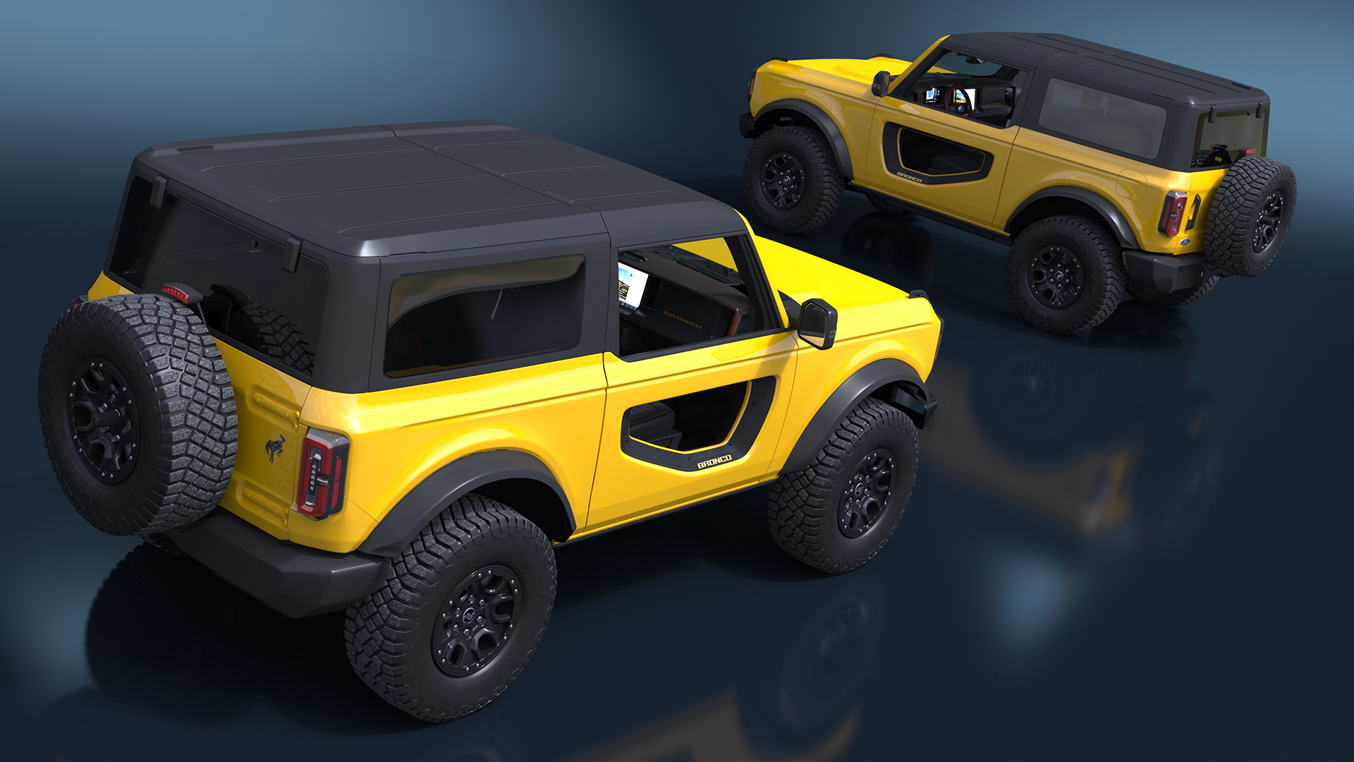 Ford Bronco Two Door Yellow 4X4 Simplified 3D